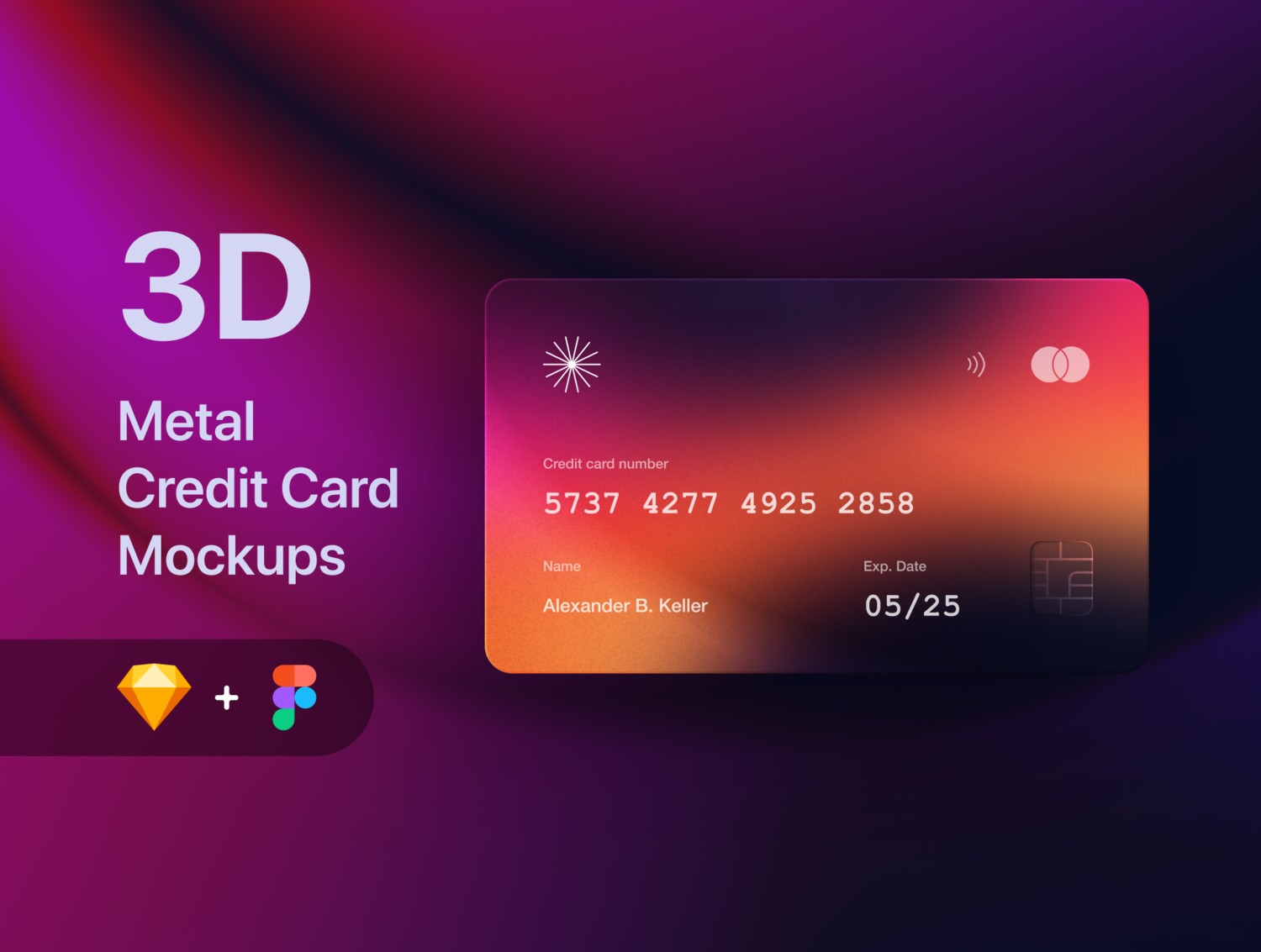 1854 半透明磨砂金属信用卡名片卡片设计模板素材(Fig-sketch) 3D Metal Credit Card Mockups – Fintech & SaaS