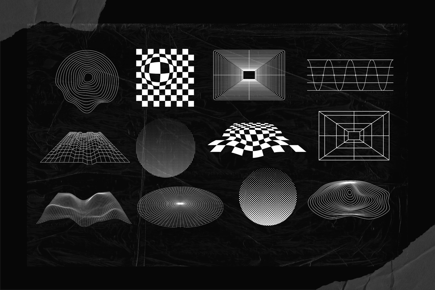 1874 125款抽象未来派几何线框图形图标AI矢量源文件素材 125+ Abstract Futuristic Shapes