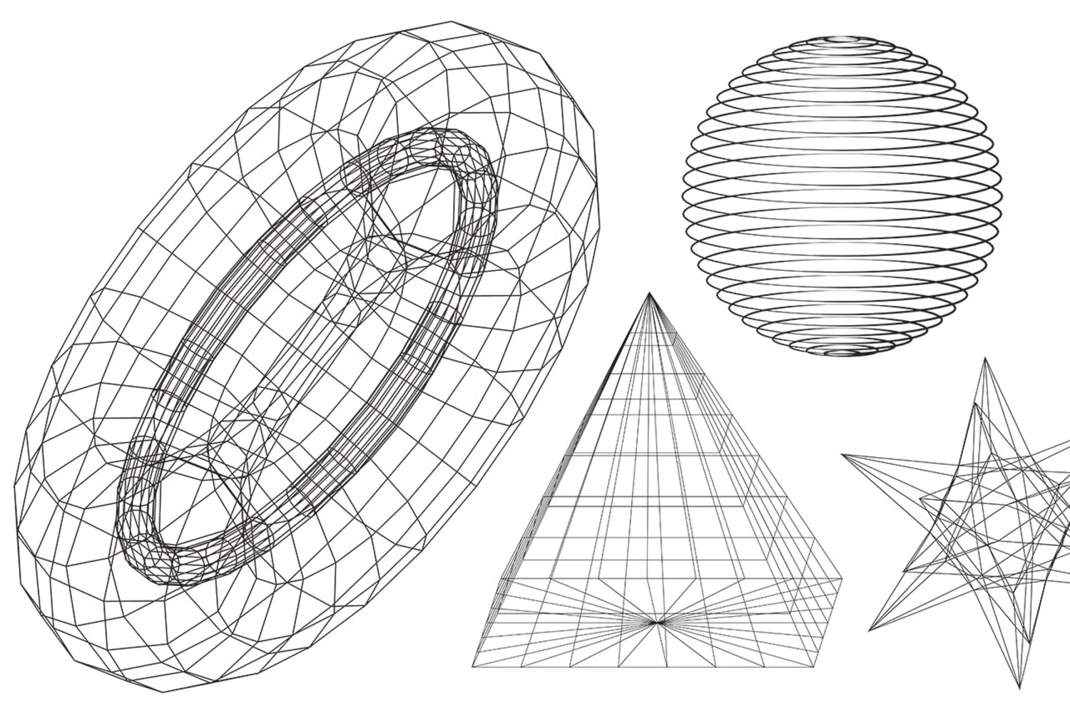 1883 30款艺术抽象3D三维立体几何多边形波浪扭曲线条矢量背景底纹设计素材30-Wireframe-Vectors