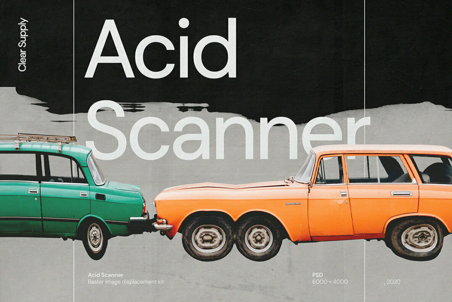 1889 60款高清扭曲故障位移海报设计效果样机PSD模版设计素材 Clear Supply – Acid Scanner