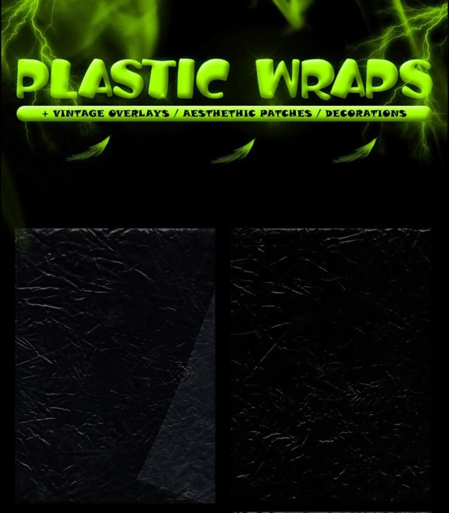 1930 复古贴纸炫彩背景透明保鲜膜素材包 PLASTIC WRAPS + OVERLAYS ETC
