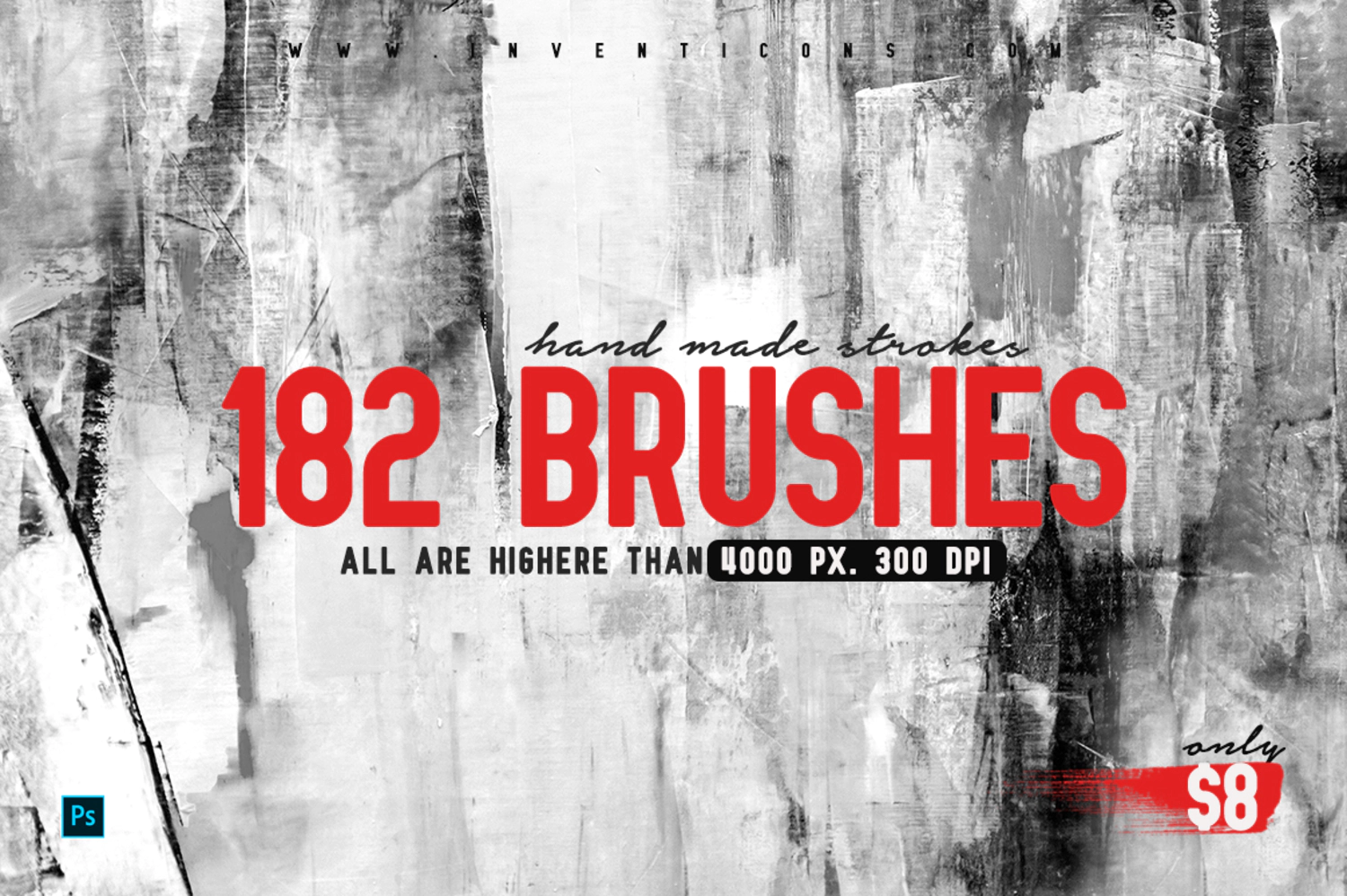 1945 182款潮流手写毛笔笔触绘画效果PS笔刷素材 ScaryClown – 182 Hand Made Brushes