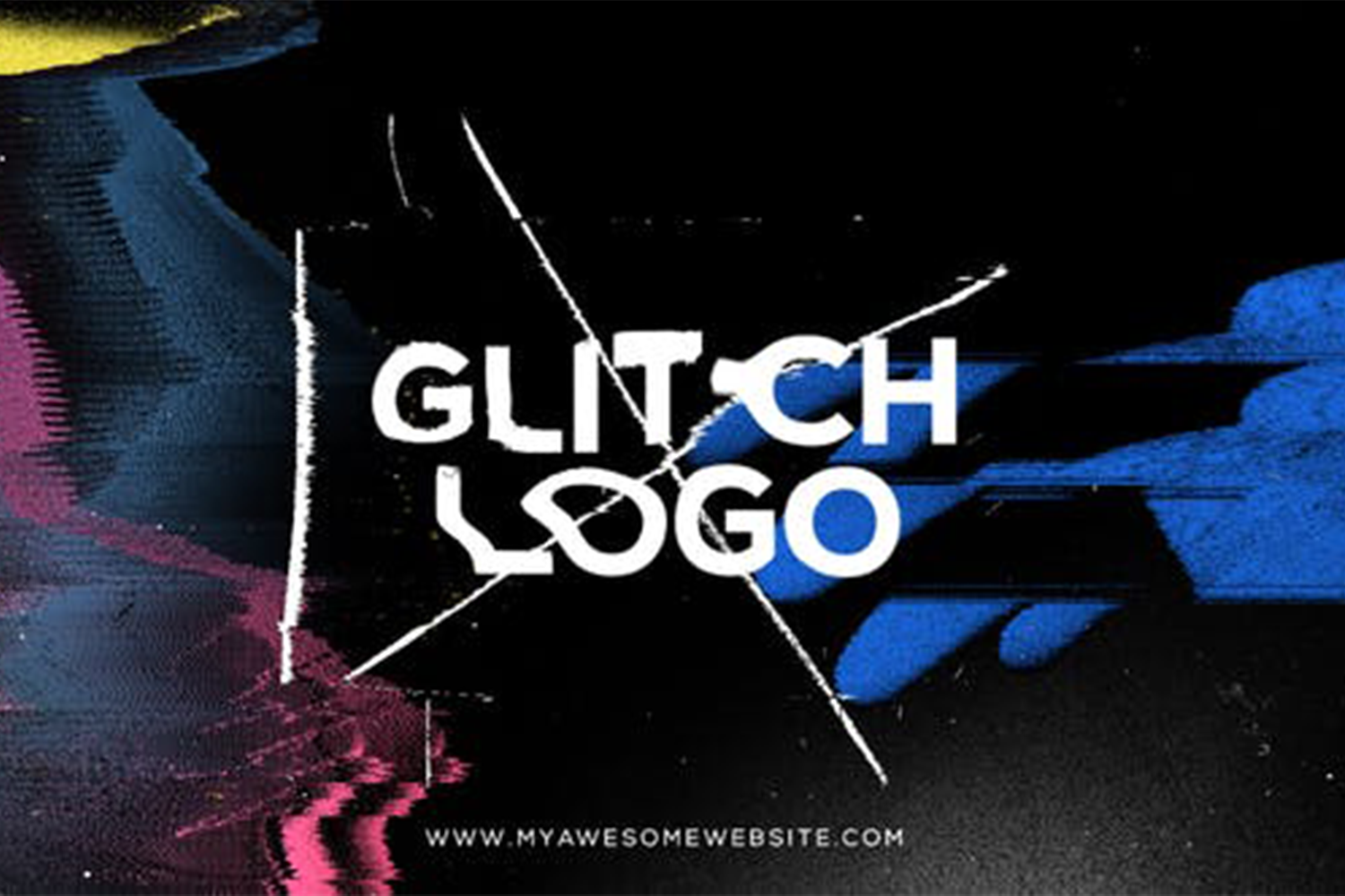 1957 故障失真LOGO文字演示PR模板 Glitch Distortion Logo Intro