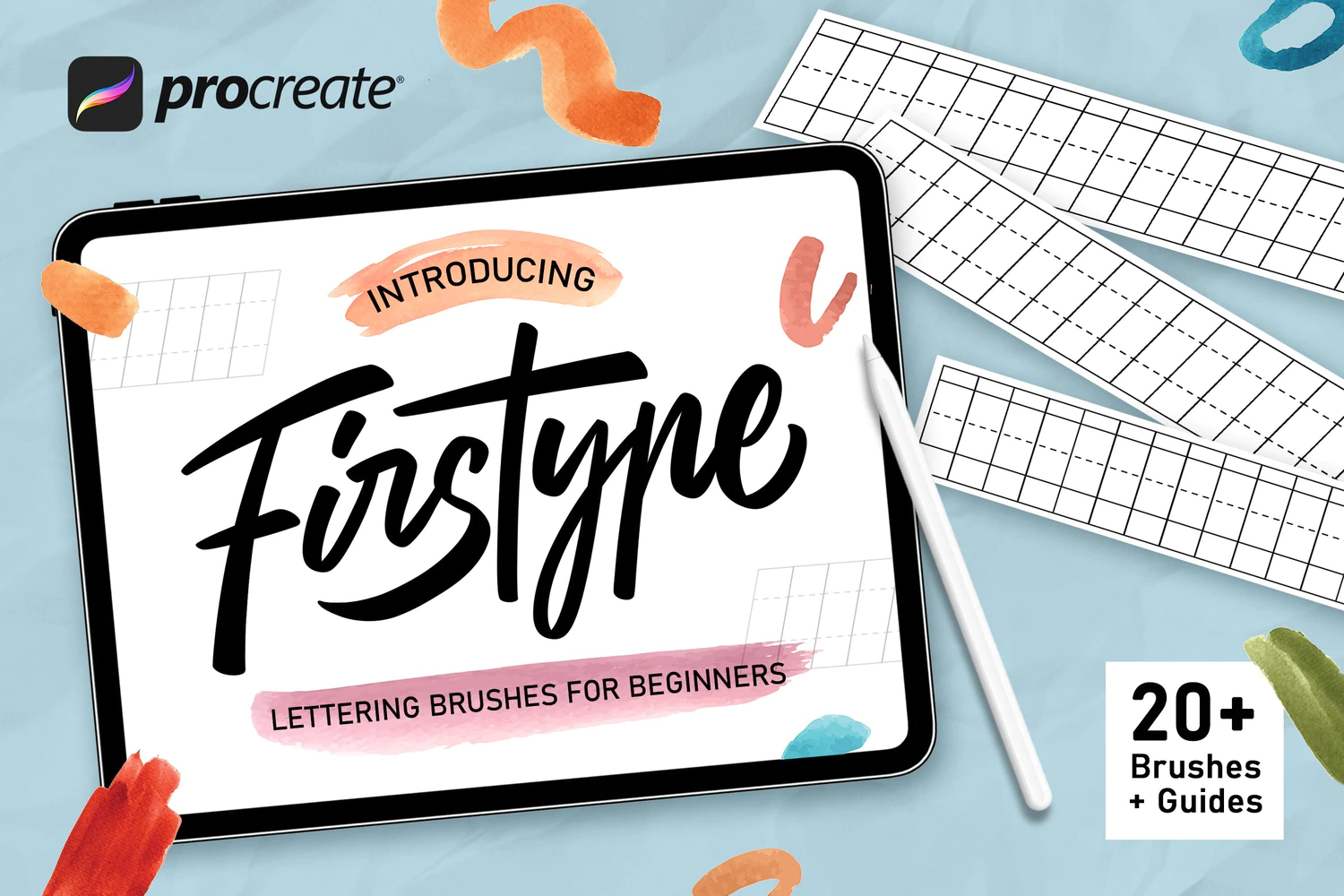 1966 第一型刻字字体框画笔iOS应用程序笔刷 Firstype – Procreate Lettering Brushes