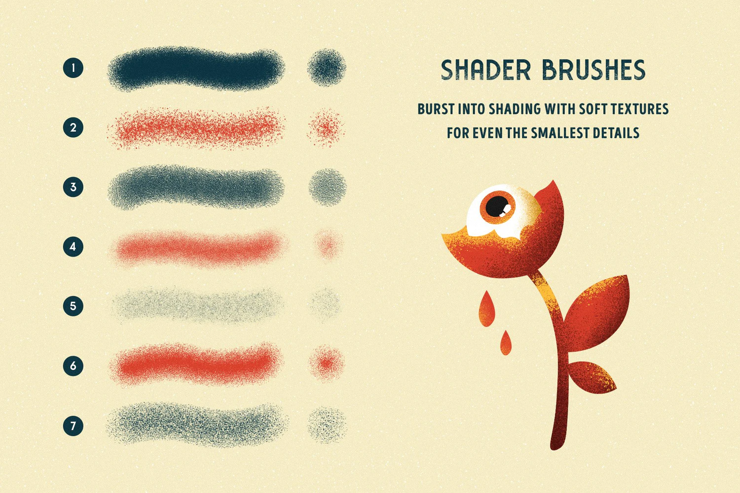 1975 平板电脑手绘创造散点阴影效果处理Procreate笔刷下载 Memento Shader Procreate Brushes