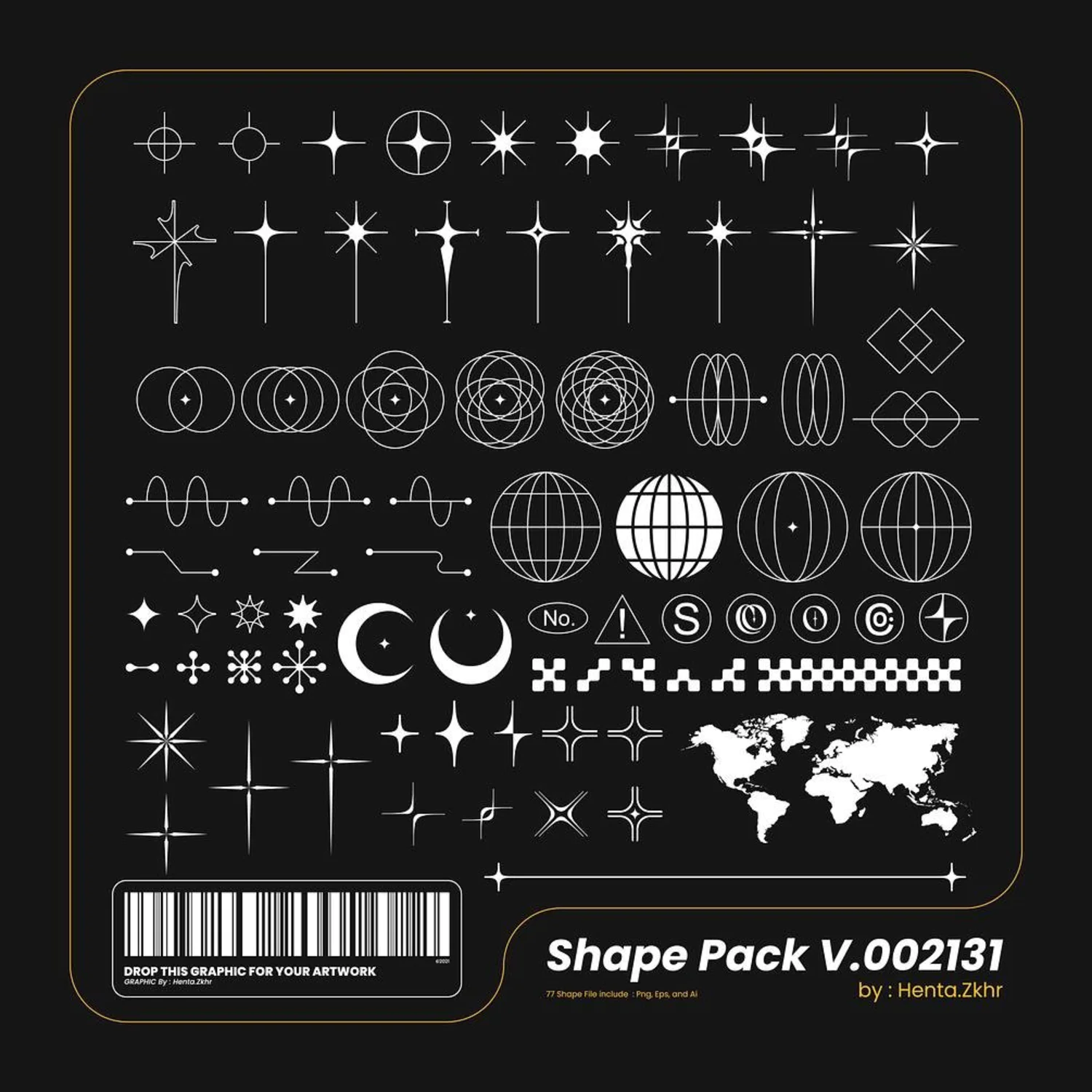 1985 77款酸性AI矢量图标线框icon素材包Shape Pack