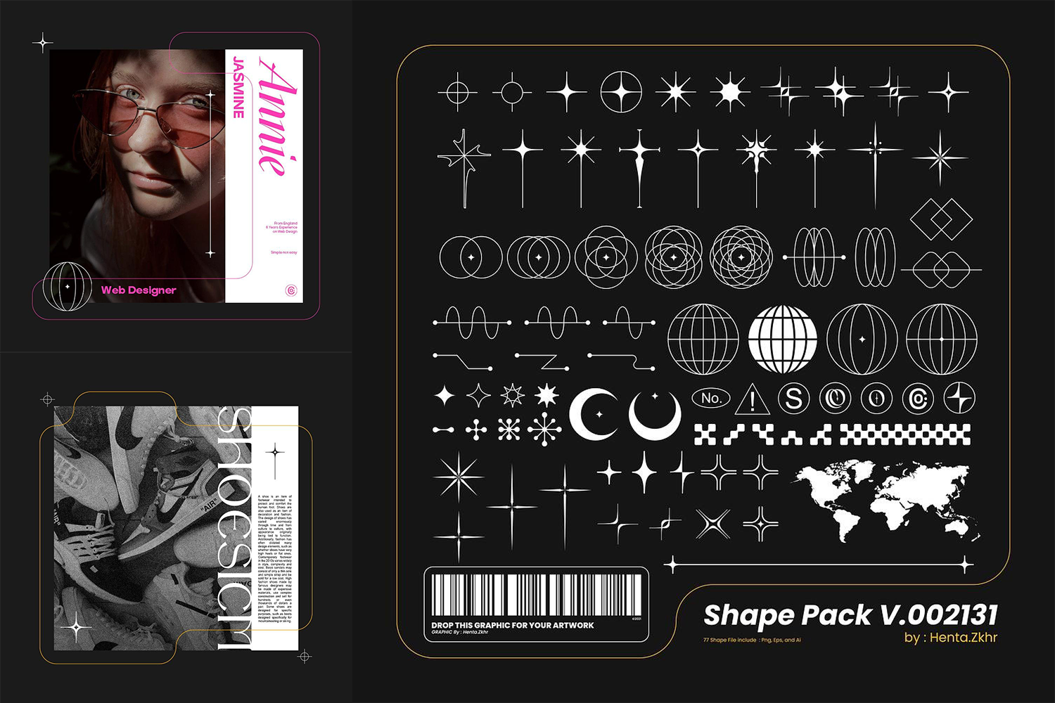 1985 77款酸性AI矢量图标线框icon素材包Shape Pack