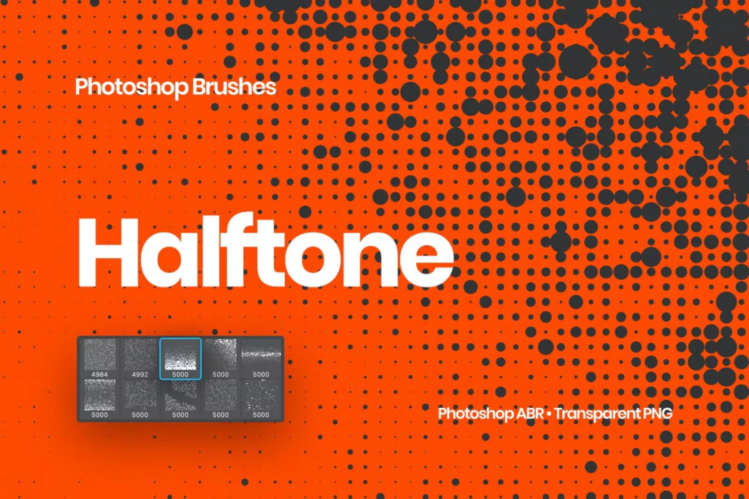 1996 10款艺术抽象Halftone半调复古颗粒圆点笔刷肌理背景底纹ai设计素材Abstract Halftone Photoshop Brushes