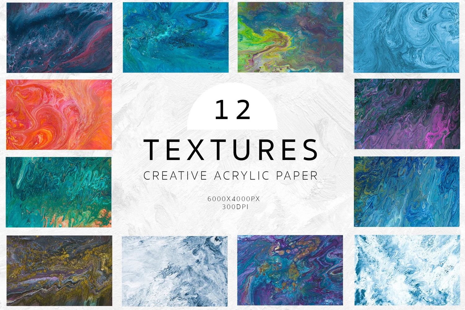 1997 12款高端时尚绚丽多用途的手绘油画丙烯质感背景底纹纹理12 Colorful Textures