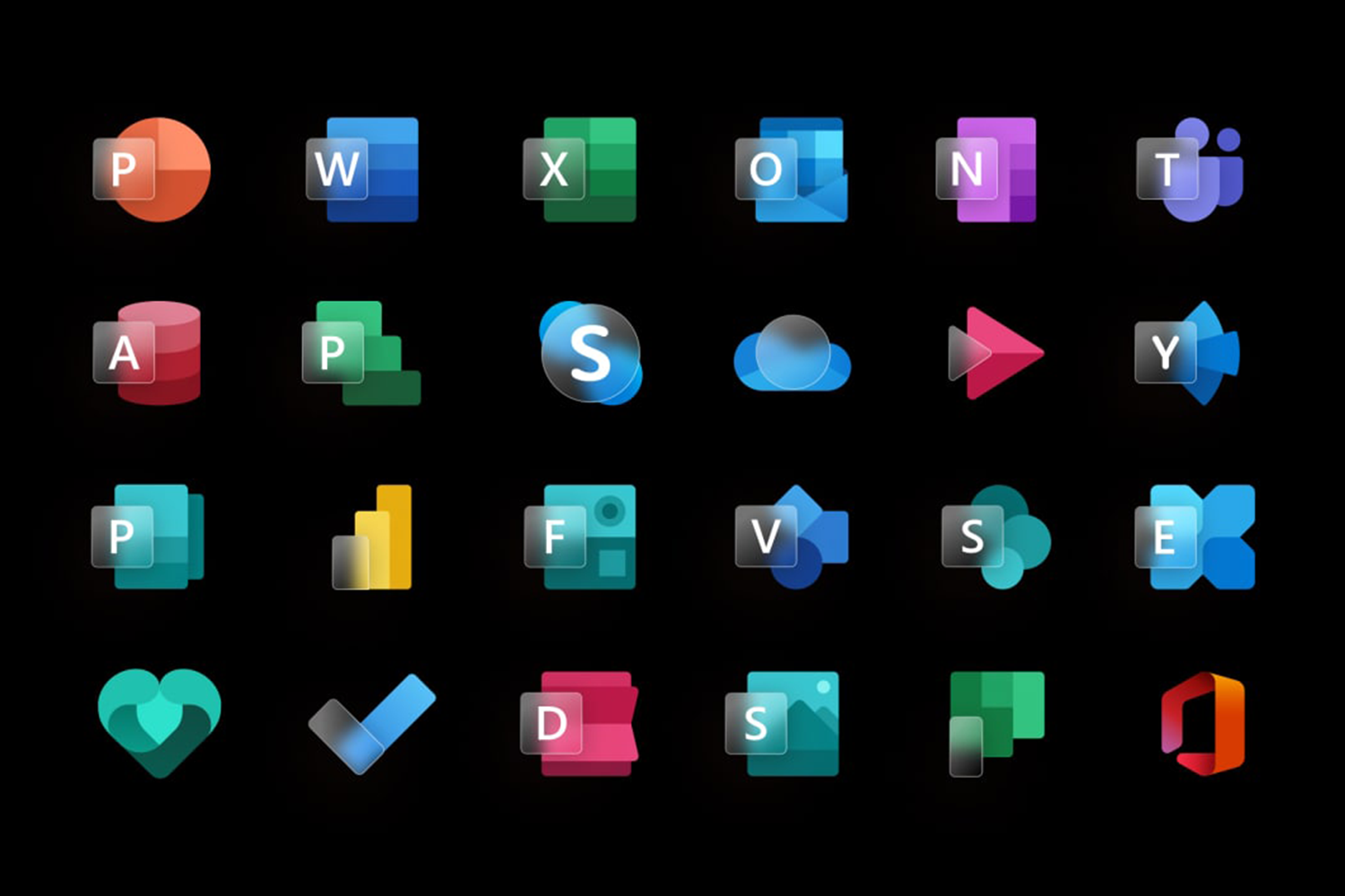 2008 办公软件常用图标玻璃磨砂质感PNG免抠元素Fig素材Glassy Microsoft Office Icon