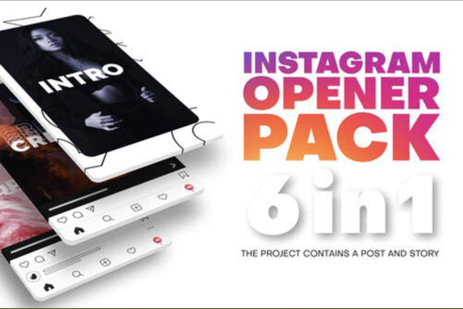 2033 社交媒体朋友圈动态海报视频AE模板素材 Instagram Opener Pack