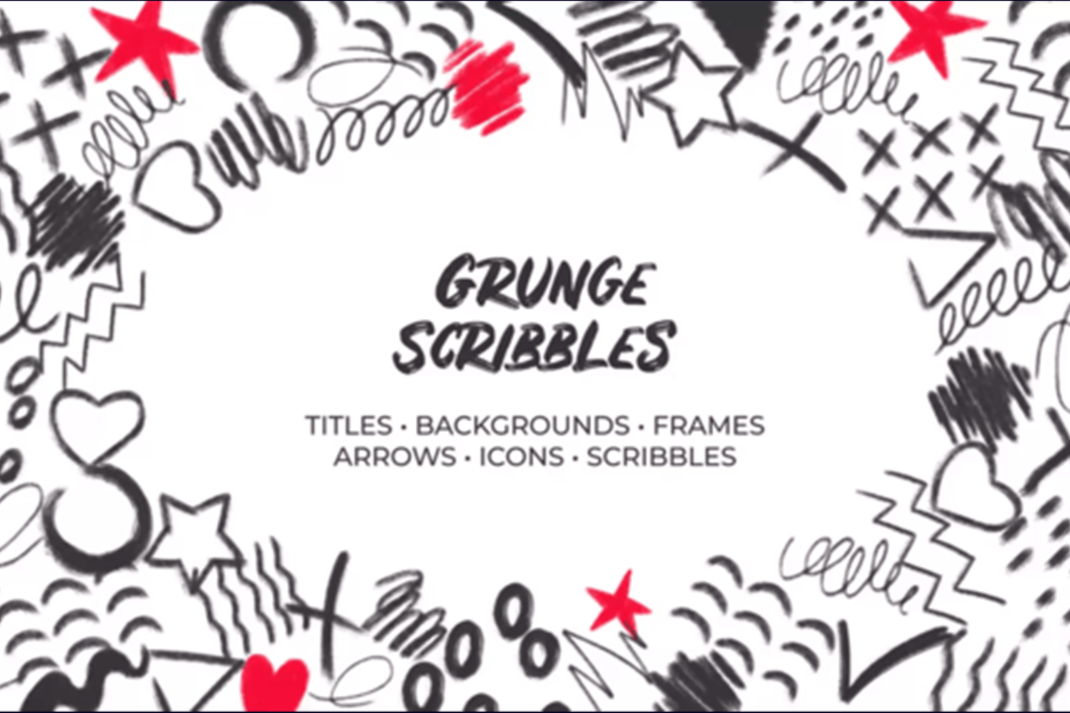2036 手绘文字涂鸦动态动画视频AE素材 Grunge Scribbles Hand Drawn Pack