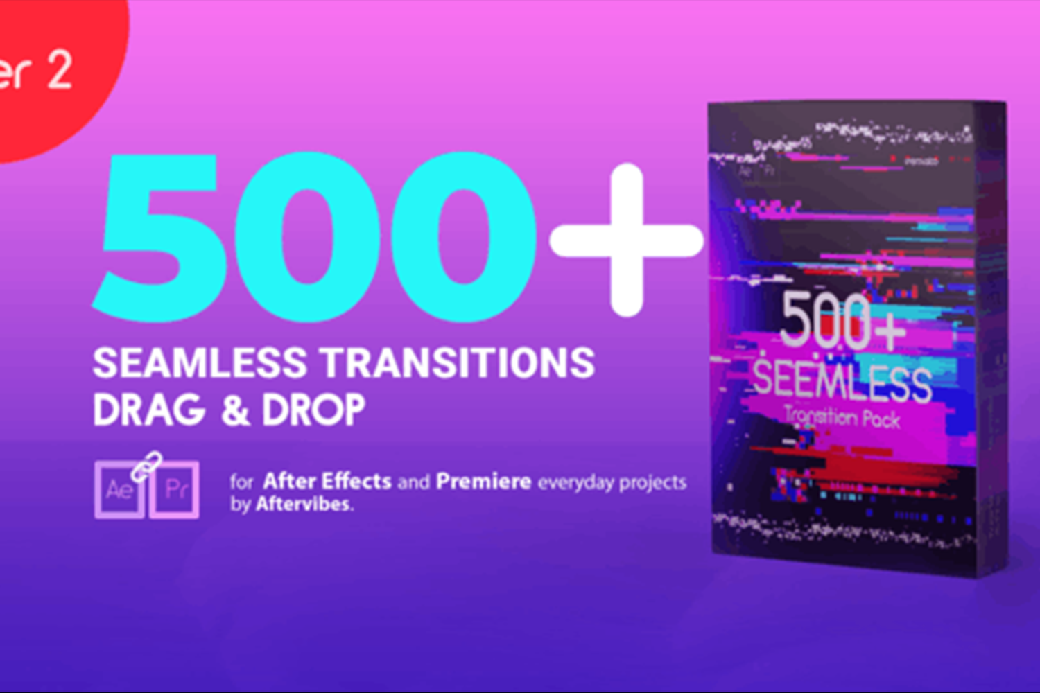 2053 500+款光效笔刷故障炫酷视频转场过渡素材包Seamless Transitions V2