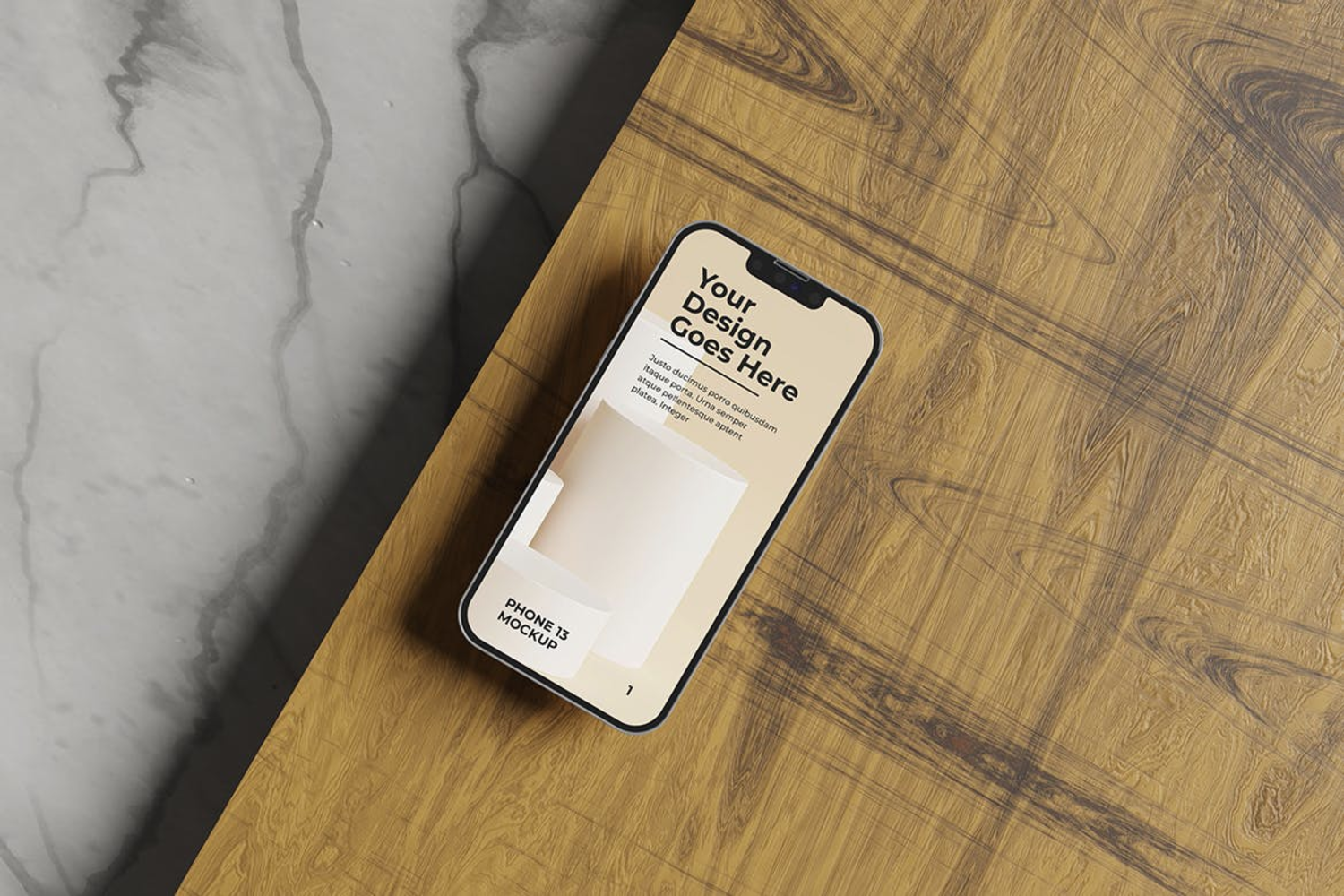 2162 4款木质背景iPhone手机屏幕UI设计APP展示样机 (PSD)photorealistic-smartphone-mockup