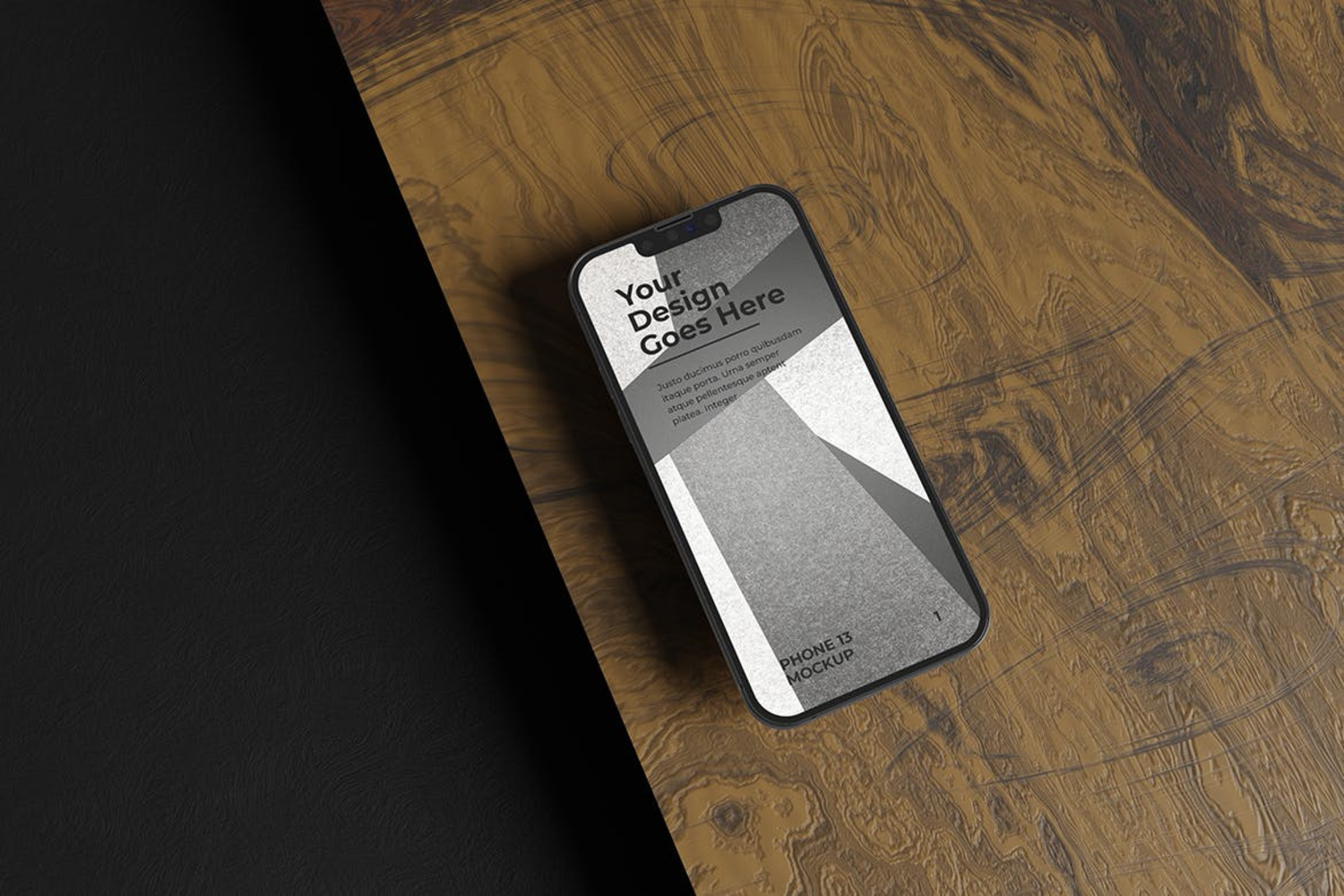 2162 4款木质背景iPhone手机屏幕UI设计APP展示样机 (PSD)photorealistic-smartphone-mockup