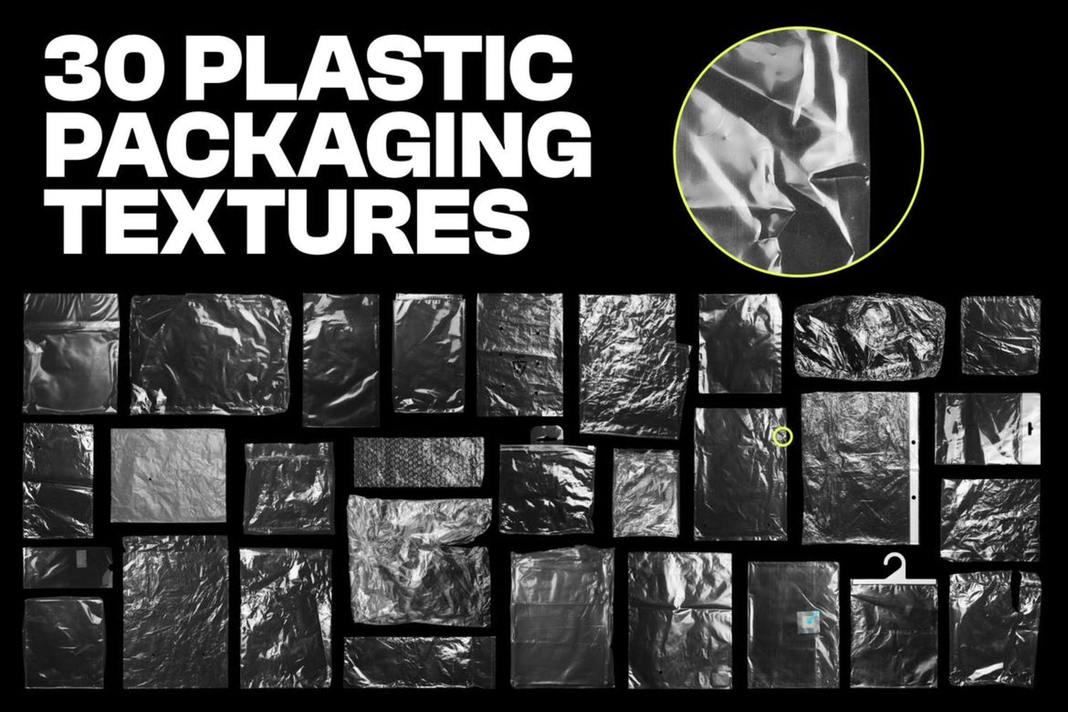 2177 30款潮流复古透明褶皱塑料薄膜保鲜膜包装纸png免抠图片设计素材 Plastic Packaging Vol