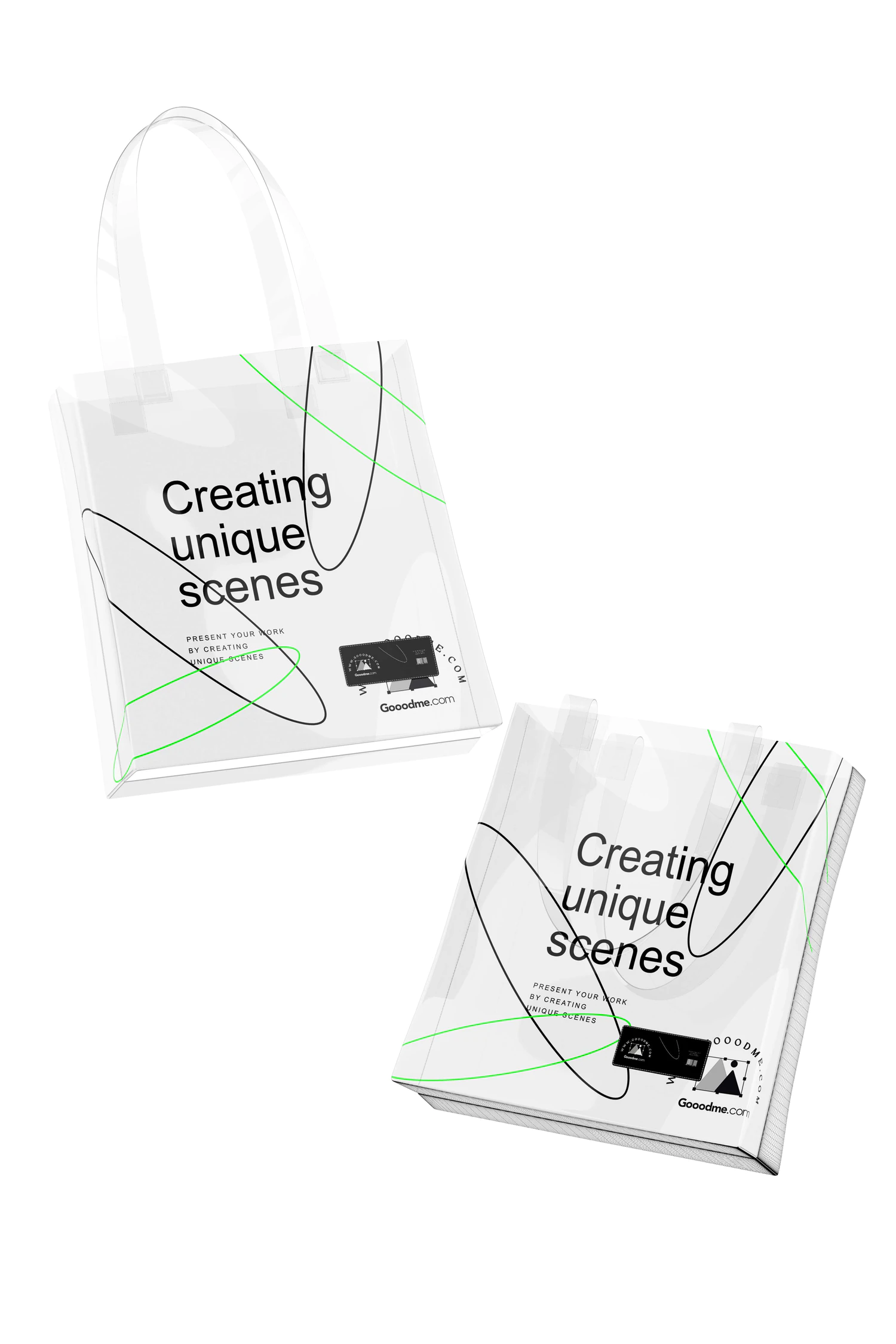 2189 12款质感透明水晶塑料袋沙滩袋购物袋手提袋包装袋样机组合Clear Bag Mockup