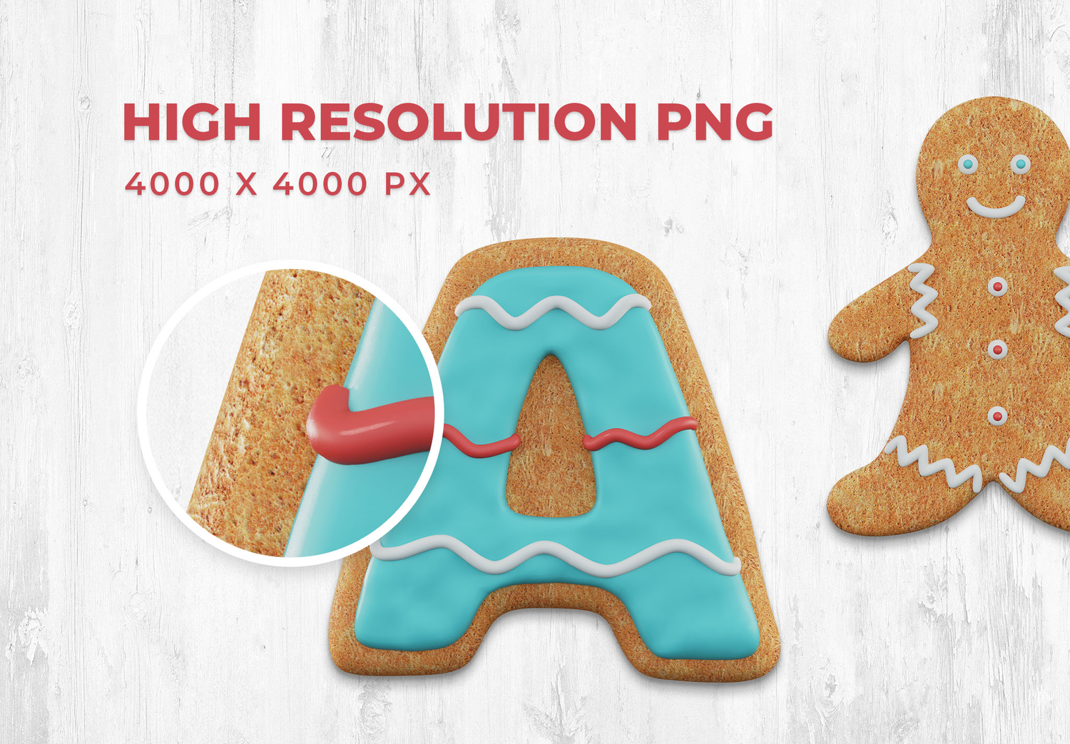 2193 卡通饼干3D文字PNG免抠素材包 Christmas Cookie 3D Text Pack