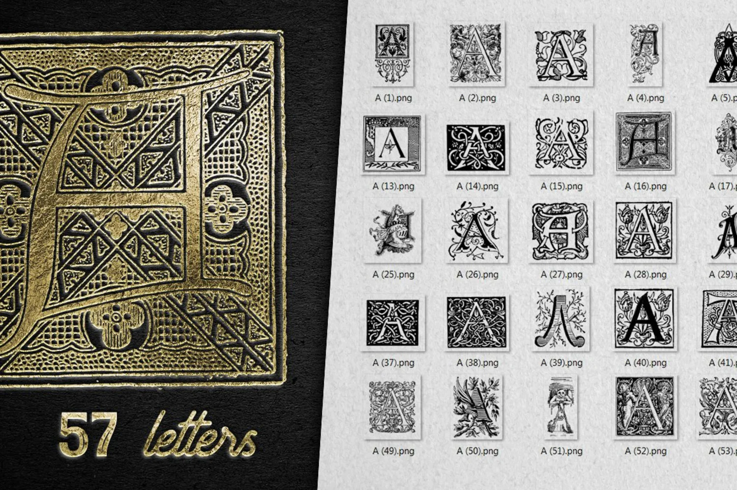 2222 2800+欧式复古装饰字母矢量图纹素材设计大包 VINTAGE LETTERS COLLECTION