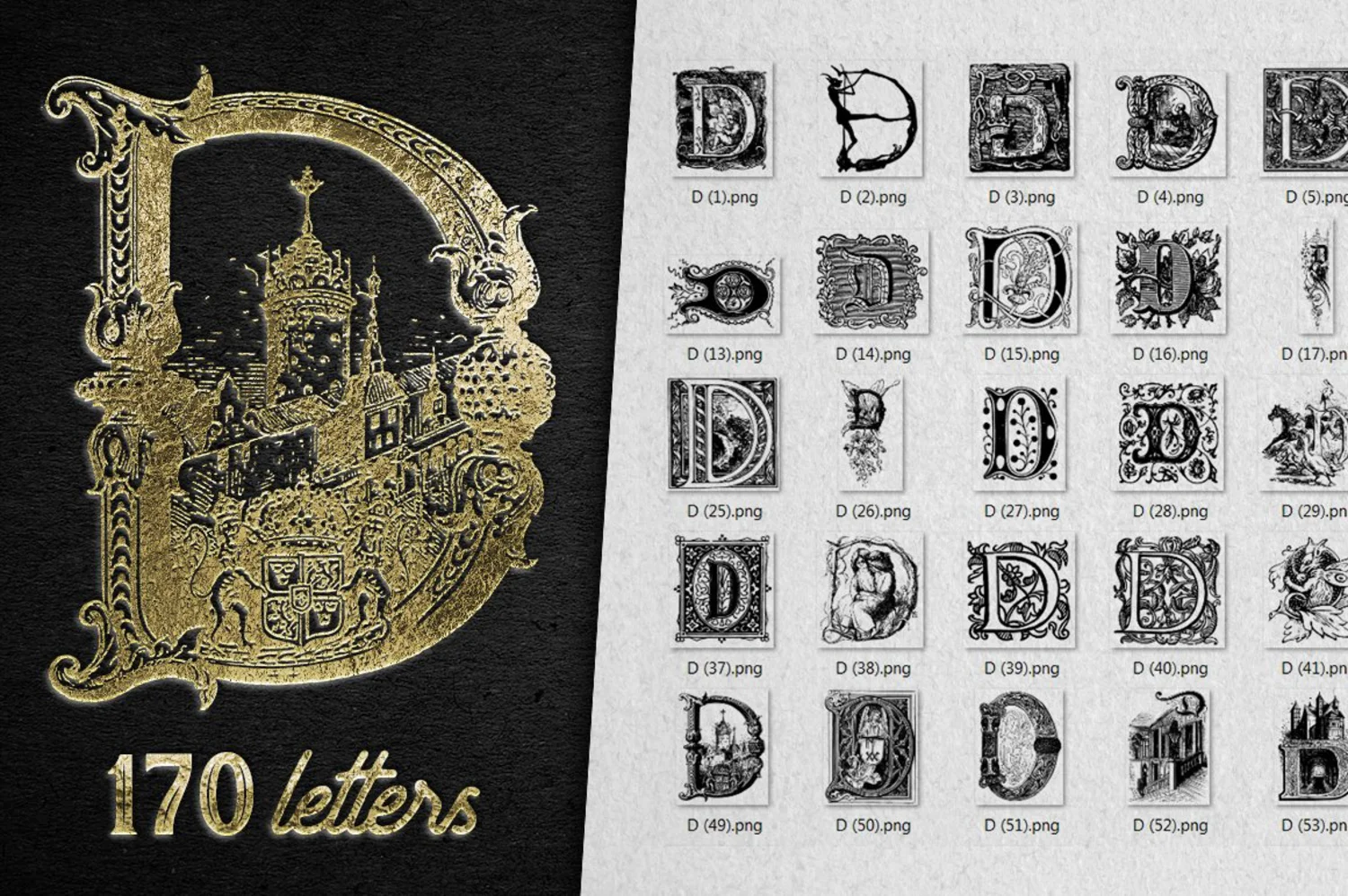 2222 2800+欧式复古装饰字母矢量图纹素材设计大包 VINTAGE LETTERS COLLECTION