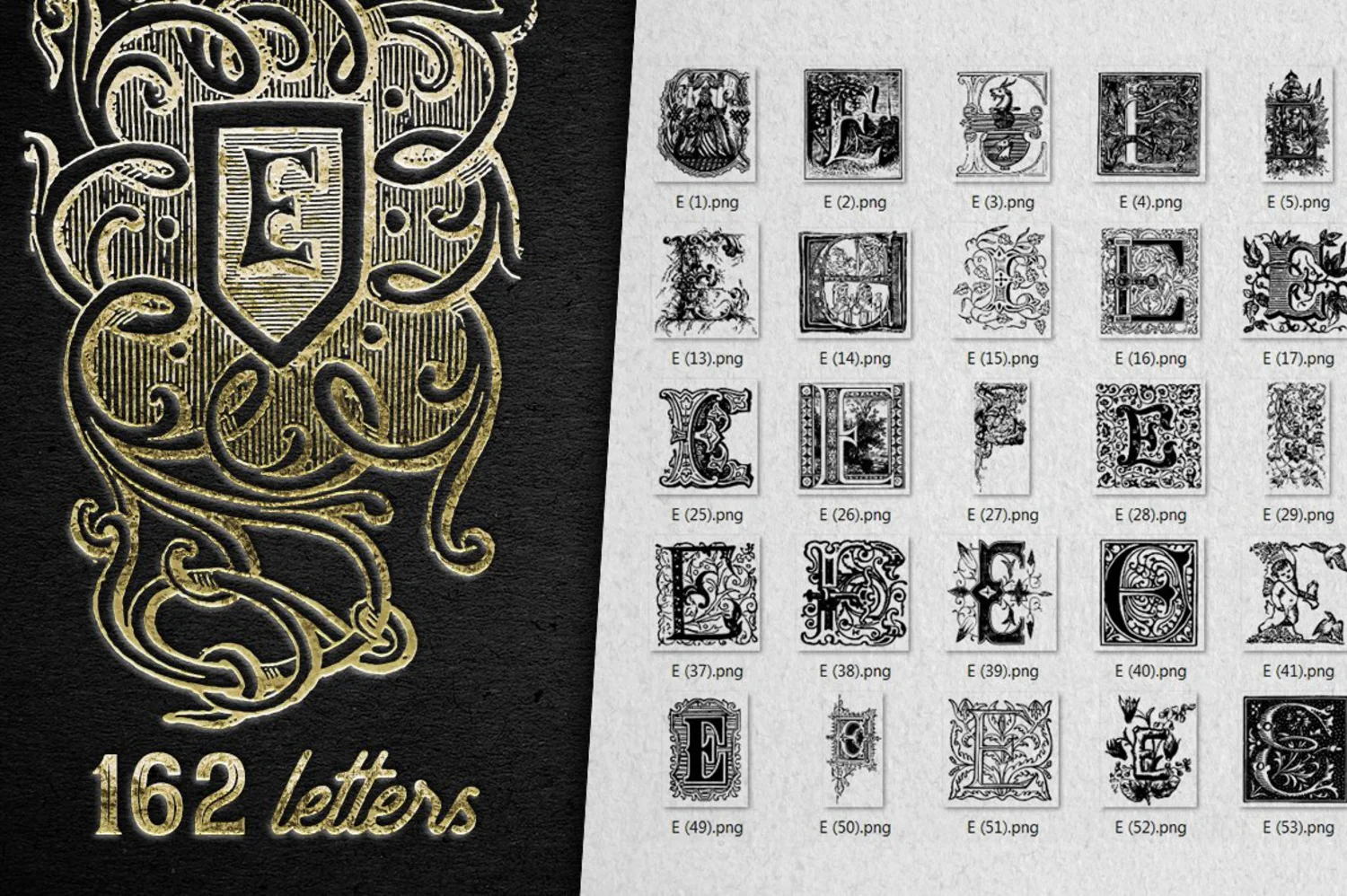 2222 2800+欧式复古装饰字母矢量图纹素材设计大包 VINTAGE LETTERS COLLECTION