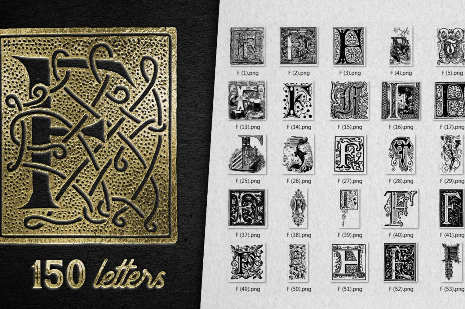 2222 2800+欧式复古装饰字母矢量图纹素材设计大包 VINTAGE LETTERS COLLECTION