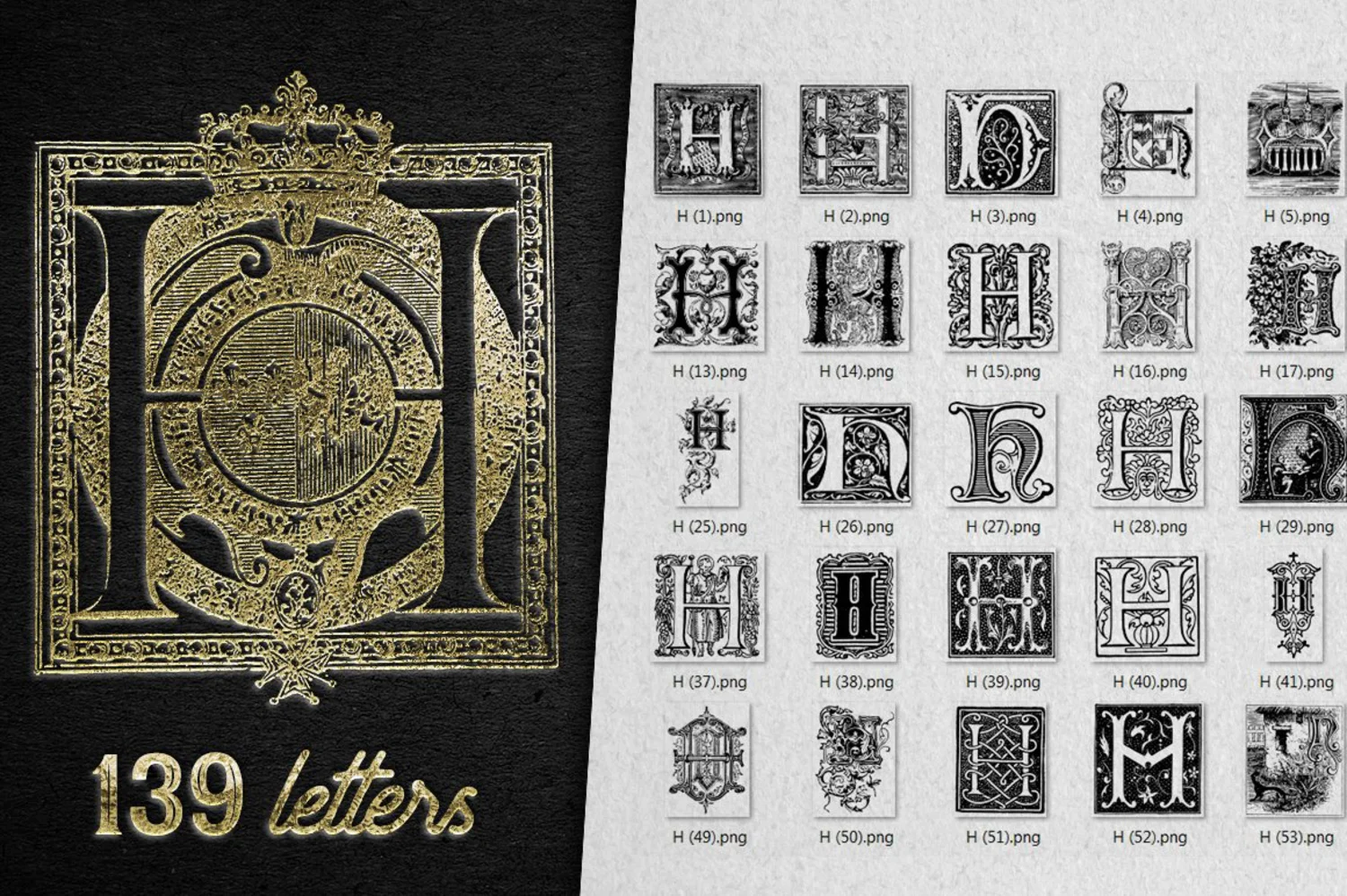 2222 2800+欧式复古装饰字母矢量图纹素材设计大包 VINTAGE LETTERS COLLECTION