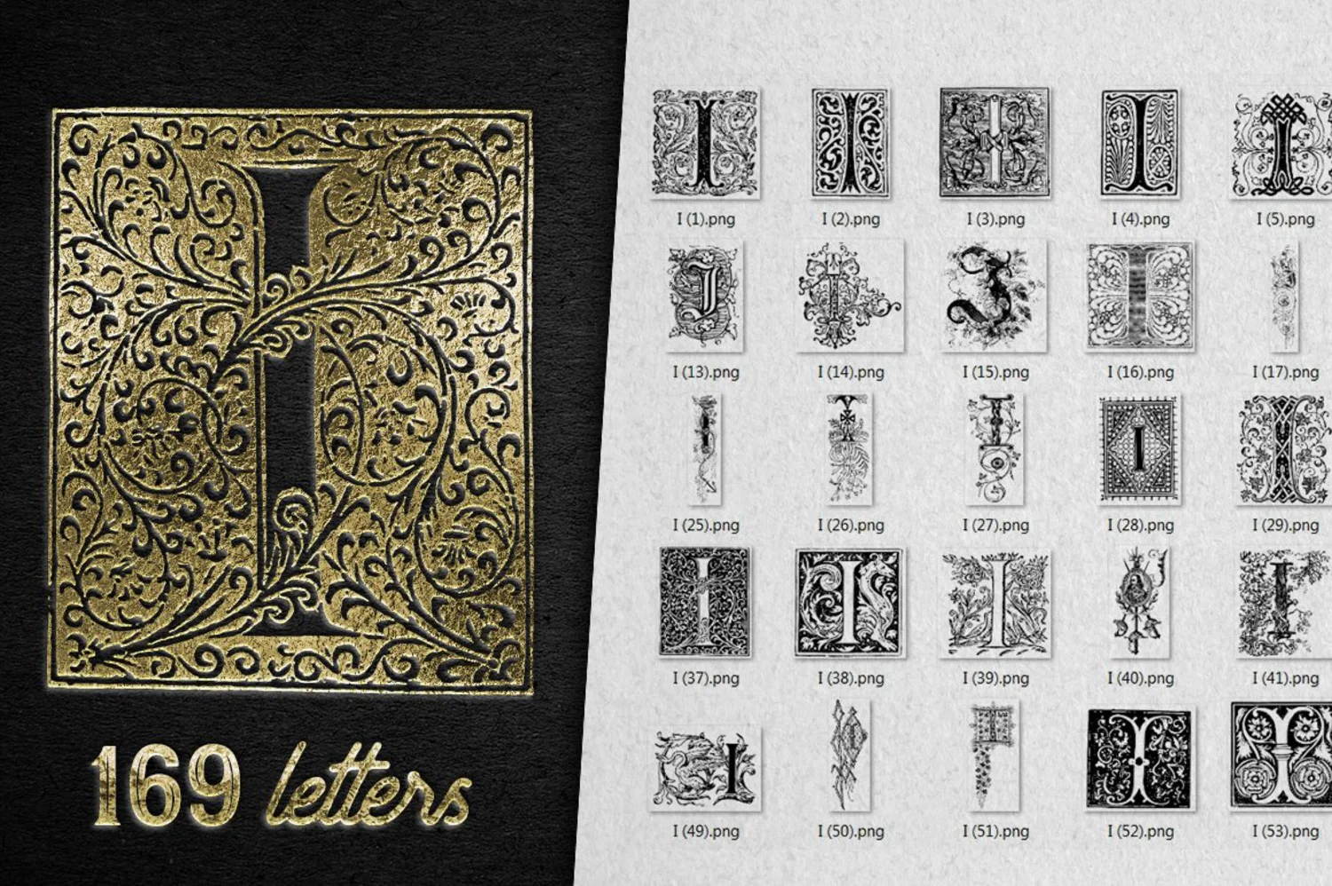 2222 2800+欧式复古装饰字母矢量图纹素材设计大包 VINTAGE LETTERS COLLECTION