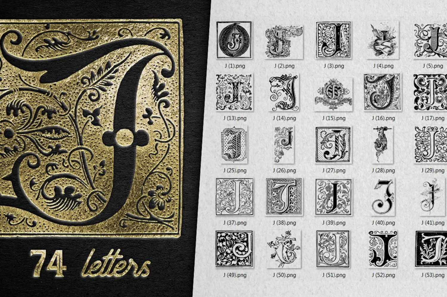 2222 2800+欧式复古装饰字母矢量图纹素材设计大包 VINTAGE LETTERS COLLECTION