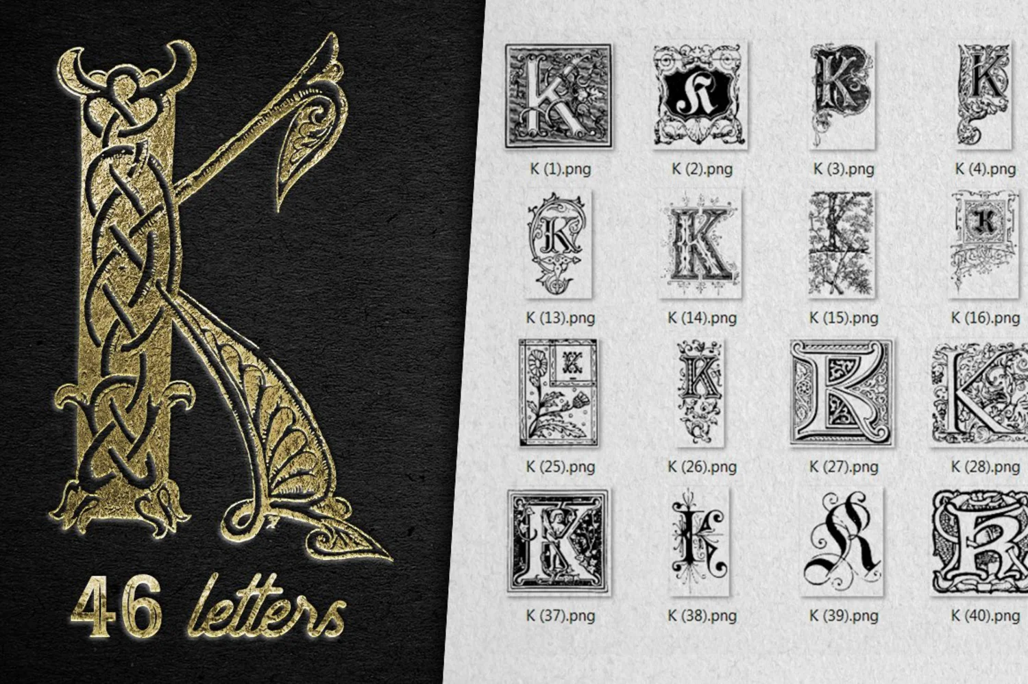 2222 2800+欧式复古装饰字母矢量图纹素材设计大包 VINTAGE LETTERS COLLECTION