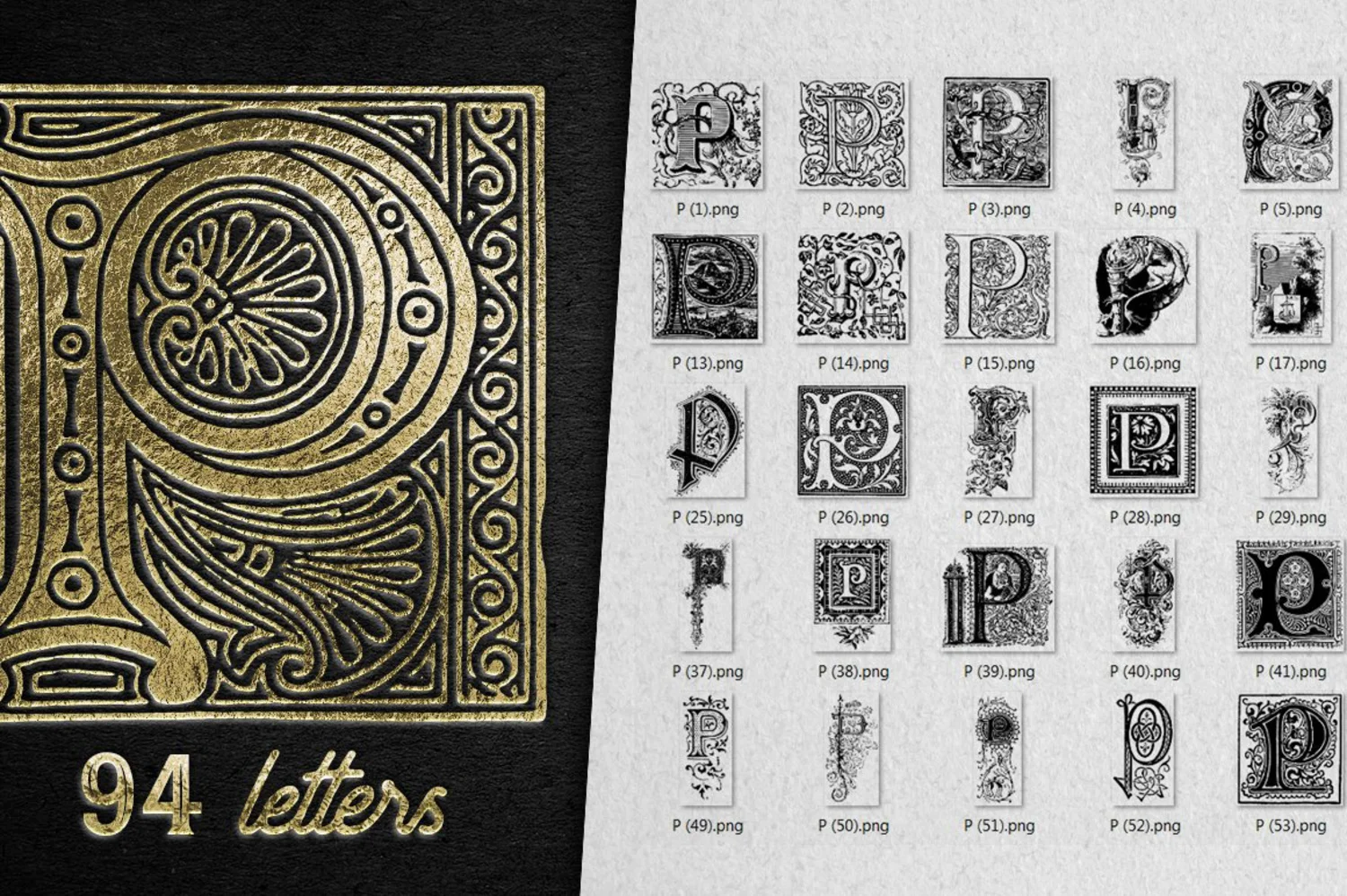 2222 2800+欧式复古装饰字母矢量图纹素材设计大包 VINTAGE LETTERS COLLECTION