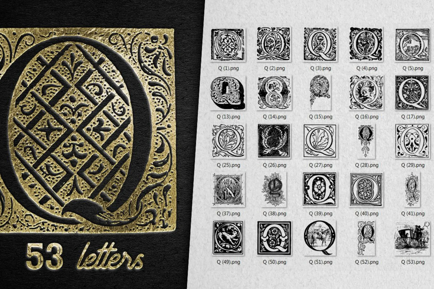 2222 2800+欧式复古装饰字母矢量图纹素材设计大包 VINTAGE LETTERS COLLECTION