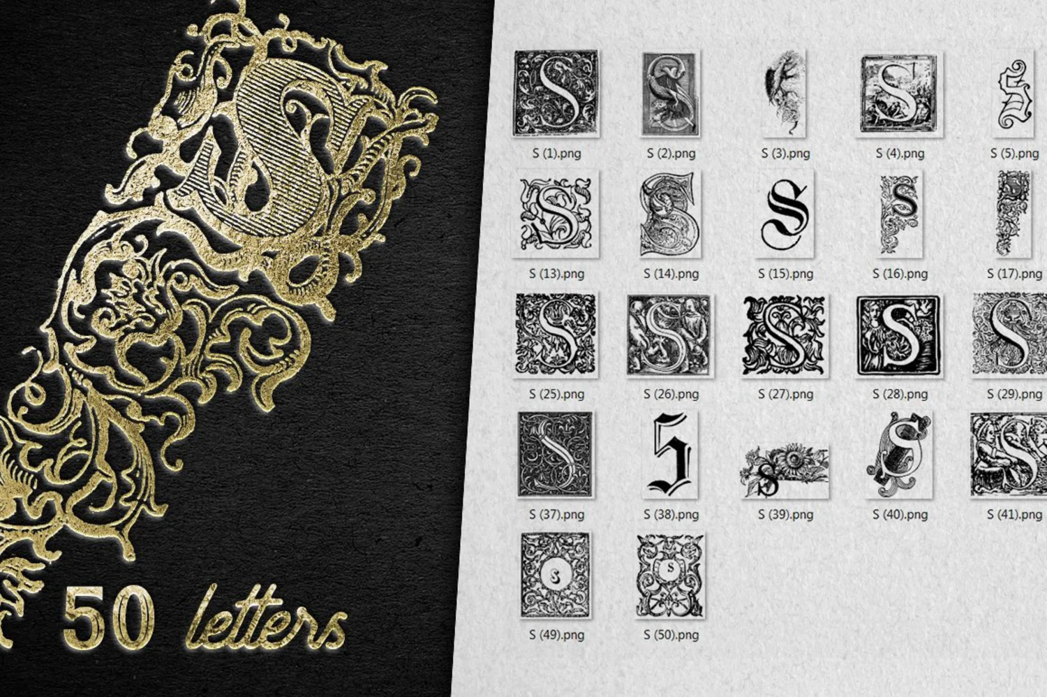 2222 2800+欧式复古装饰字母矢量图纹素材设计大包 VINTAGE LETTERS COLLECTION