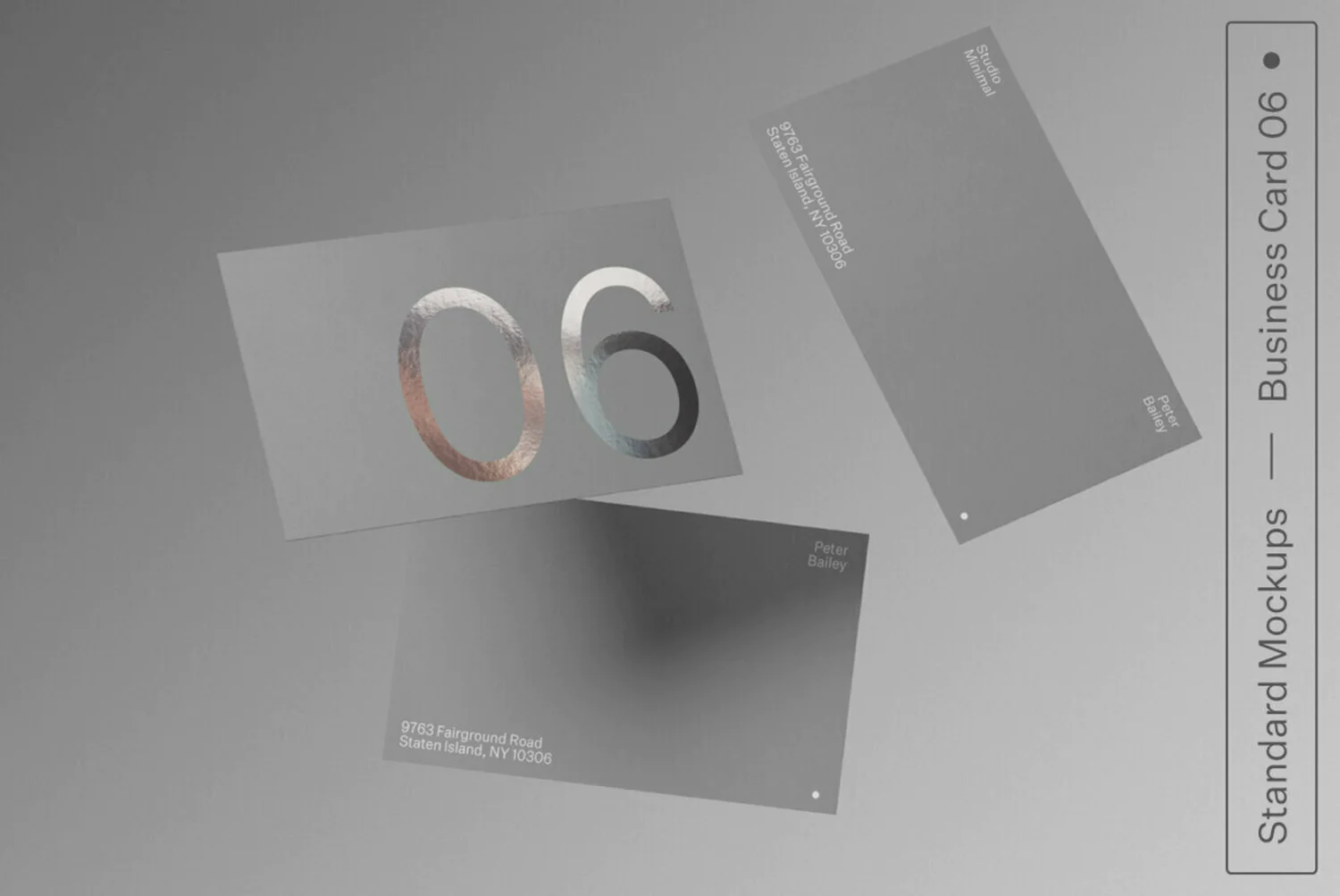 2243 漂浮失重名片卡片PS样机模版Business Card 06 Standard Mockup