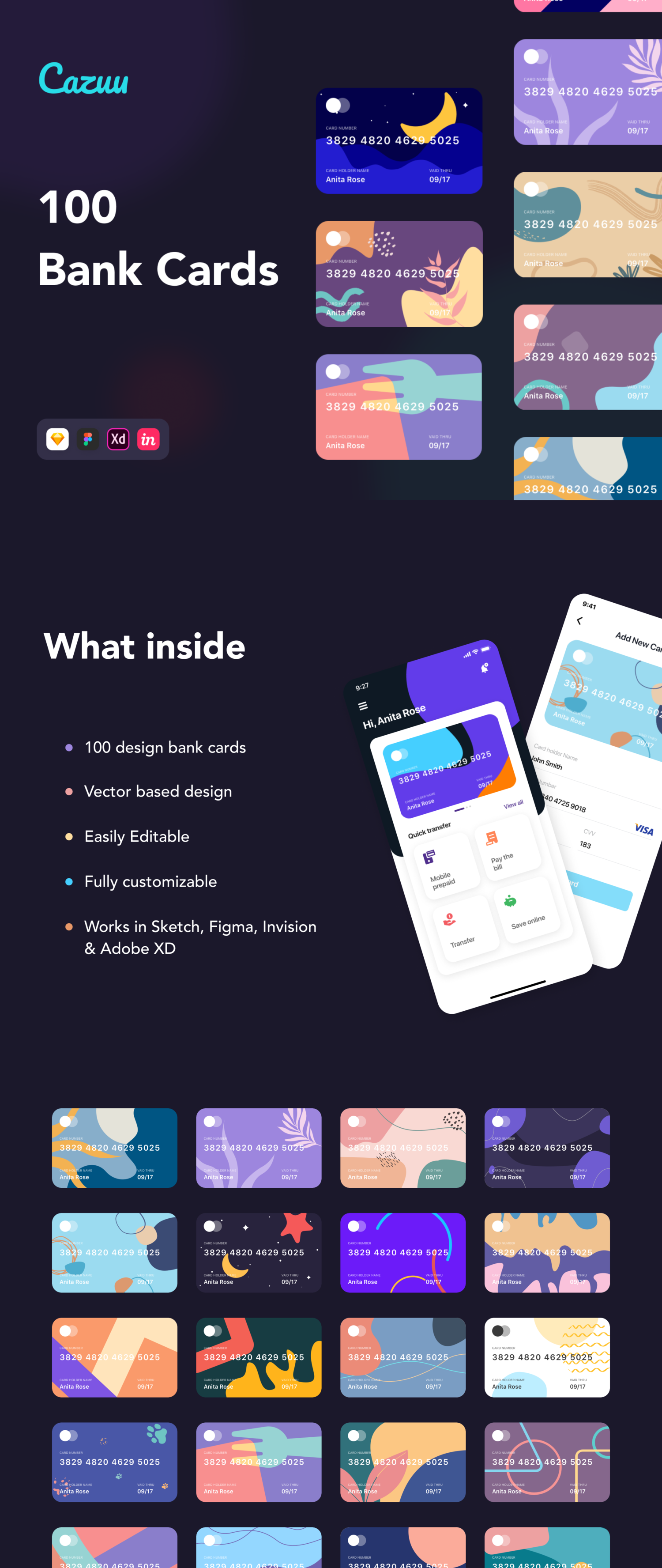 2251 100款信用卡银行卡卡片设计UI素材Cazuu – 100 Bank Cards