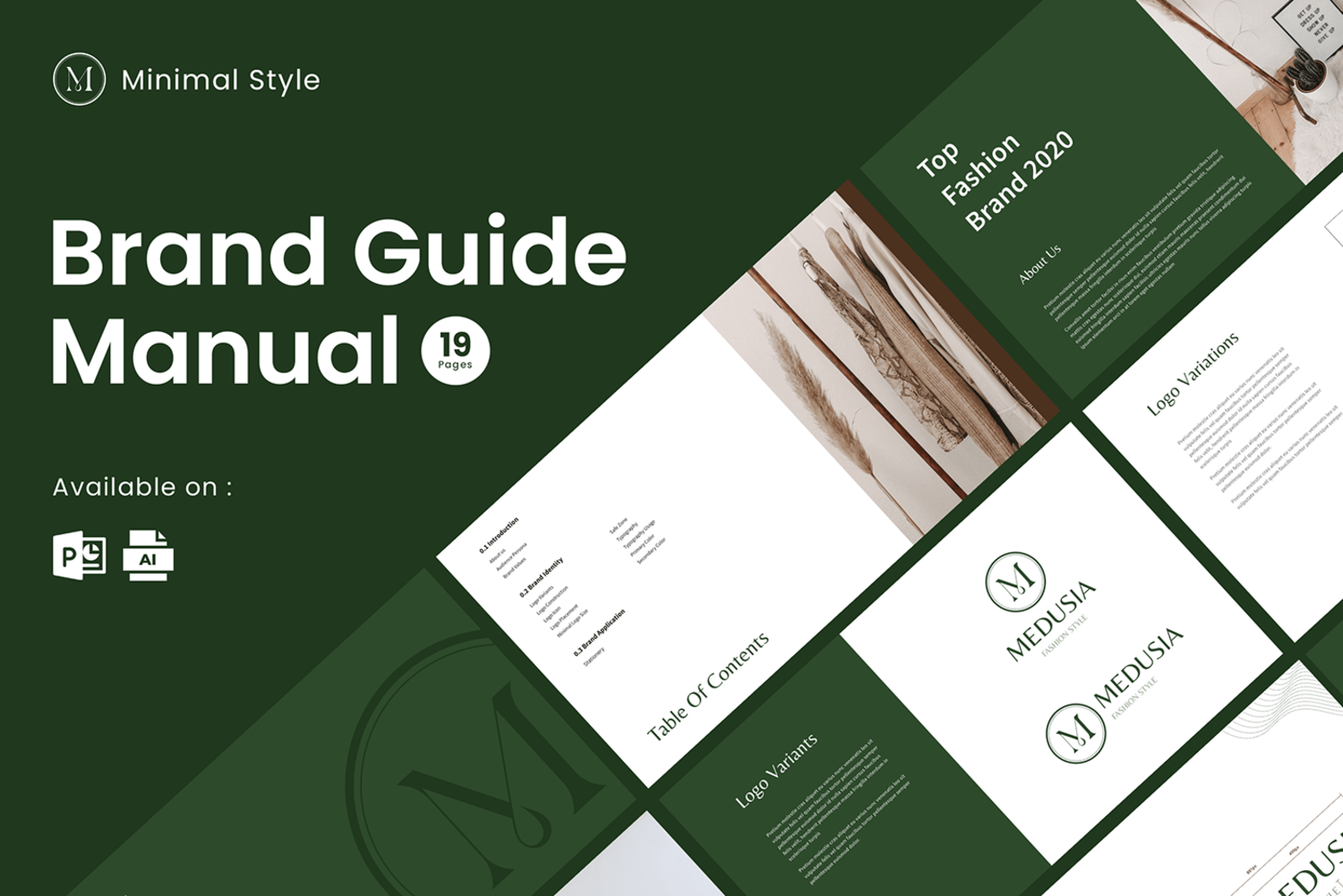 2259 简单优雅的品牌vi设计提案模板Medusia Powerpoint Brand Guidelines