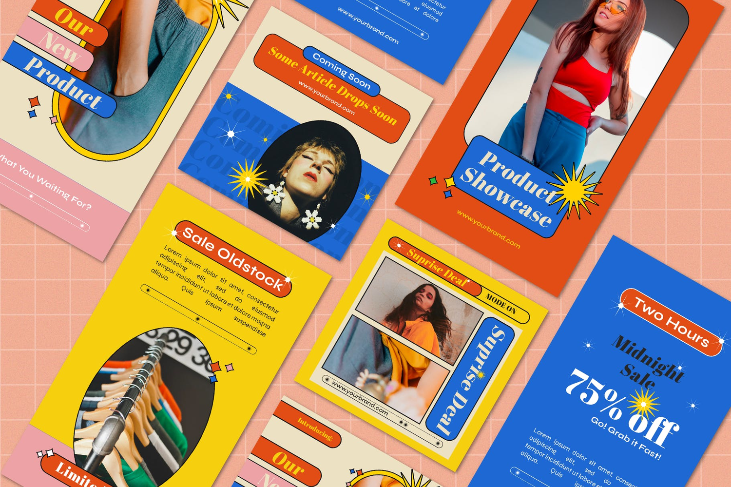 2271 时尚复古风格的开屏页广告设计模板Instagram Templates – Retro V