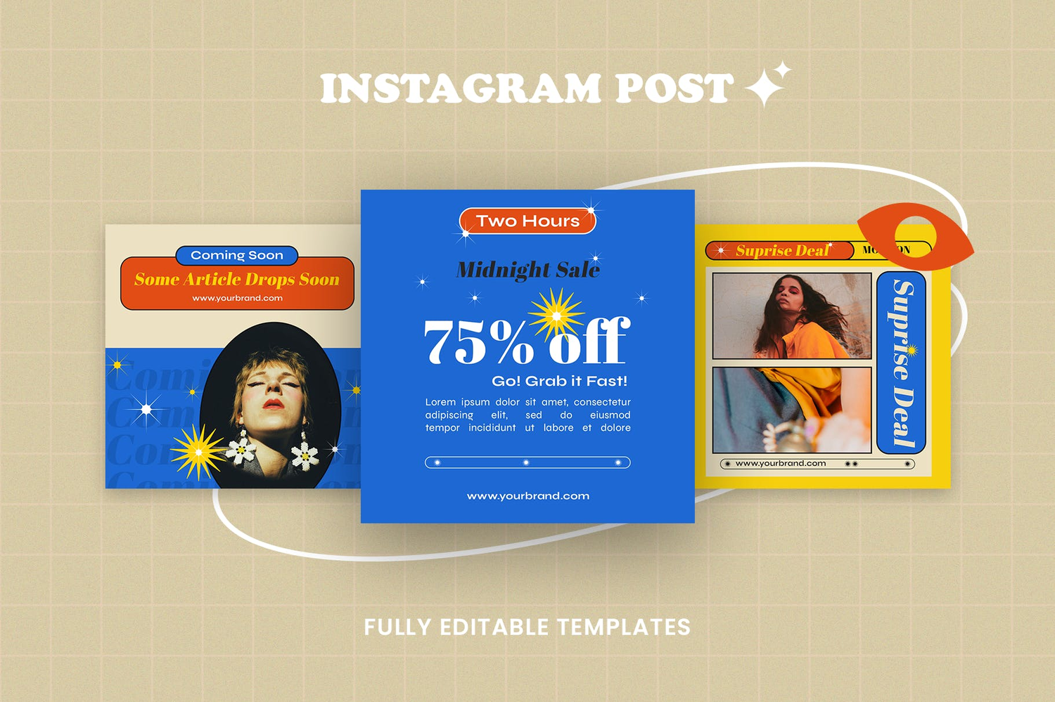 2271 时尚复古风格的开屏页广告设计模板Instagram Templates – Retro V