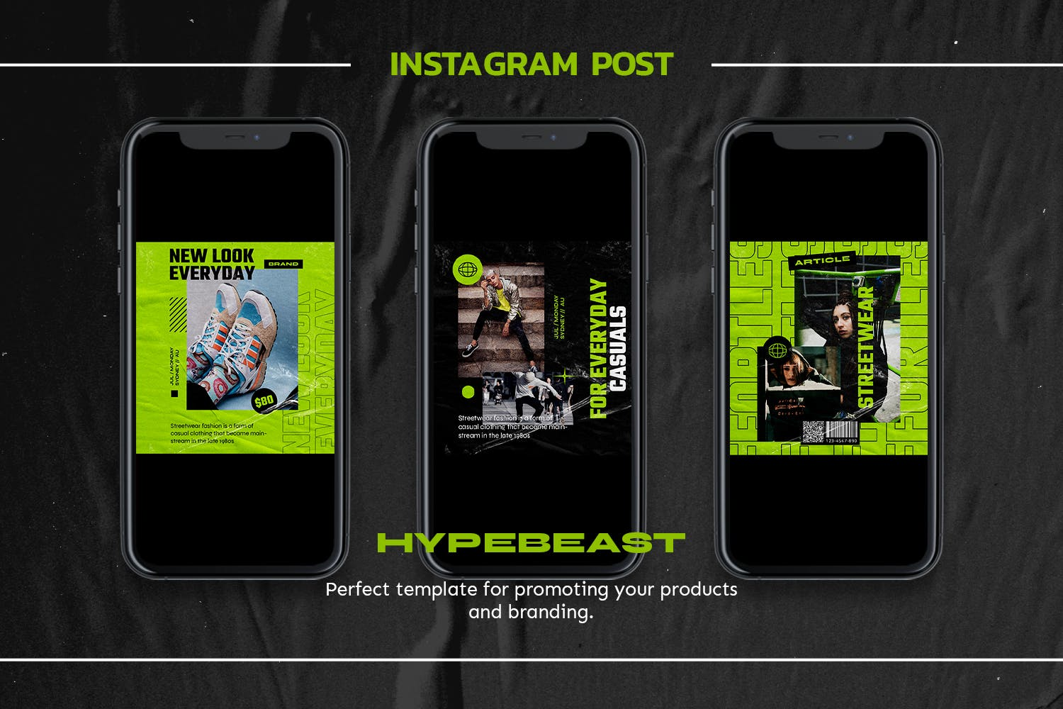 2277 酸性海报设计排版PSD源文件模板素材Ivore – Hype Instagram Stories and Post