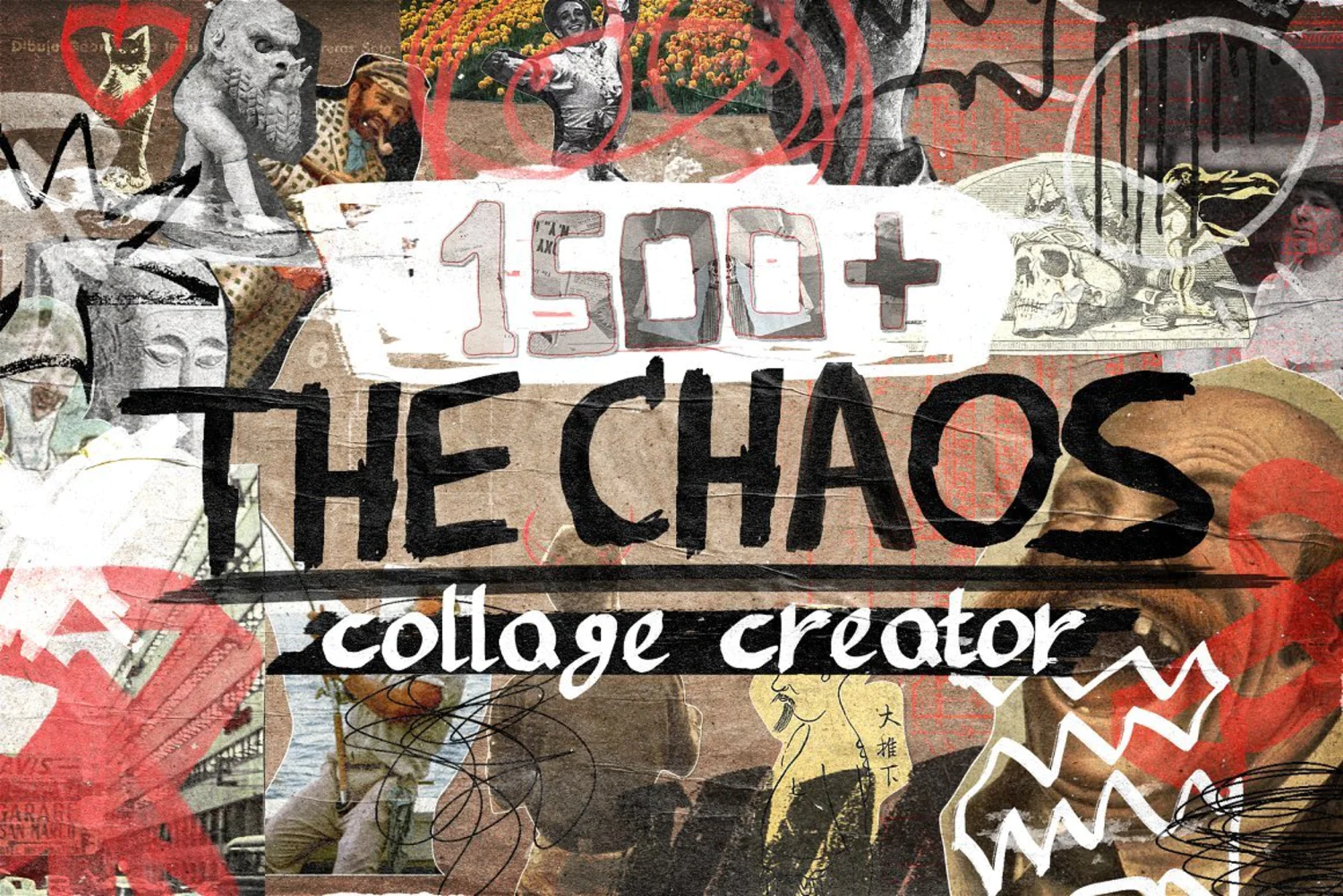 2285 做旧叛逆街头手绘数字字母旧报纸剪报PNG元素设计套件Anti Design #1 – The Chaos 1500+ PNG