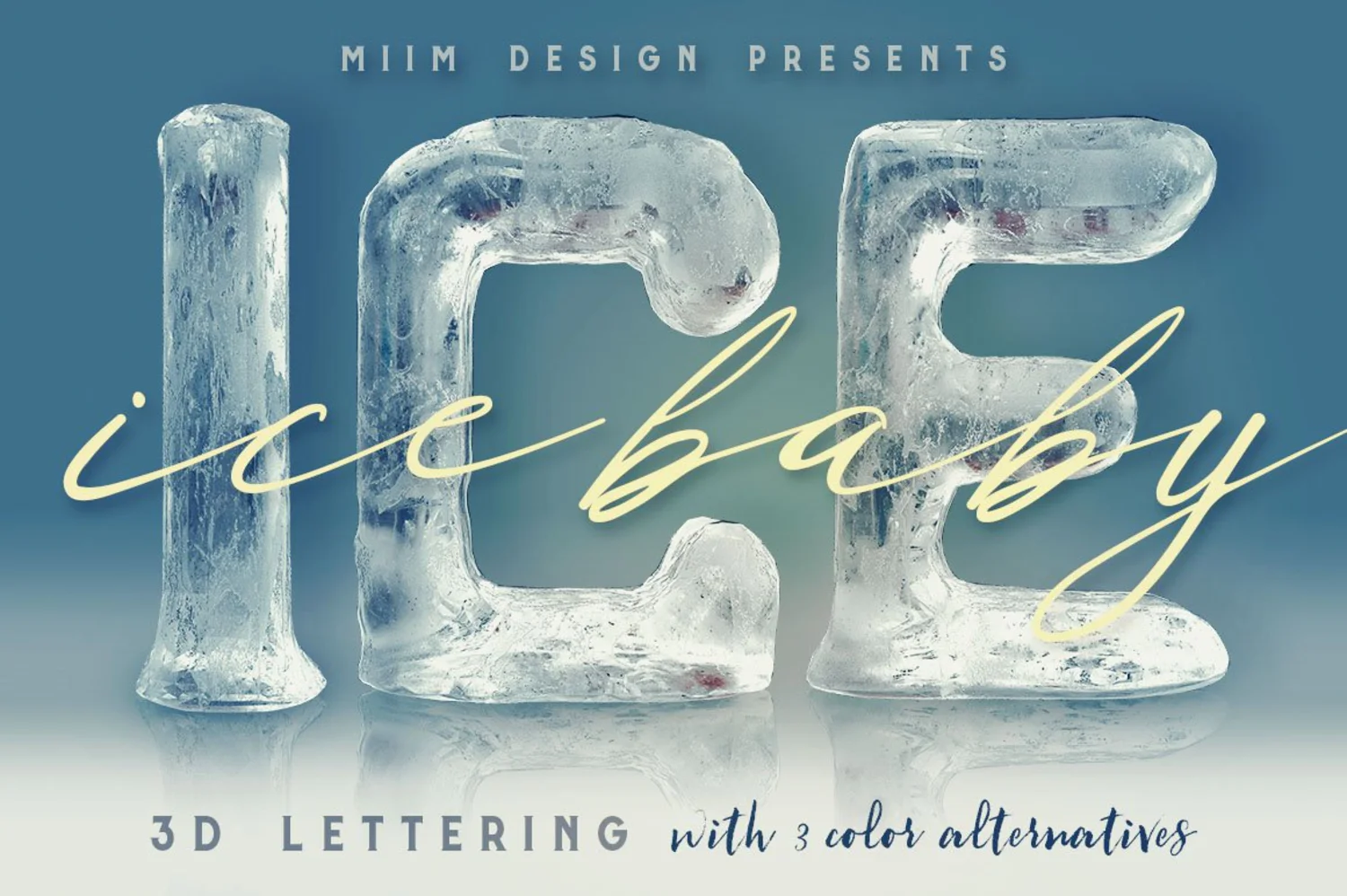 2293 艺术冰雕效果的3D装饰性大写英文字体 Ice Ice Baby – 3D Lettering