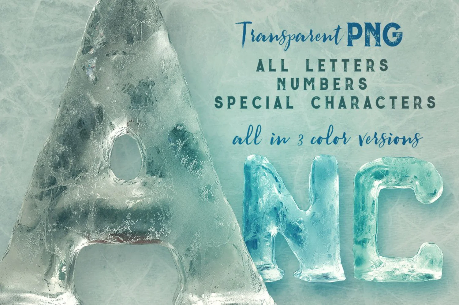 2293 艺术冰雕效果的3D装饰性大写英文字体 Ice Ice Baby – 3D Lettering