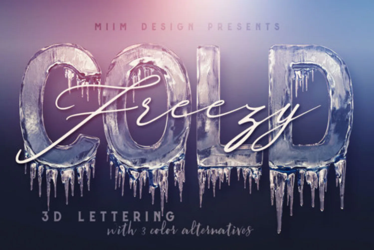 2294 冰冻3D立体文字模型PNG免抠素材包 Ice Cold – 3D Lettering