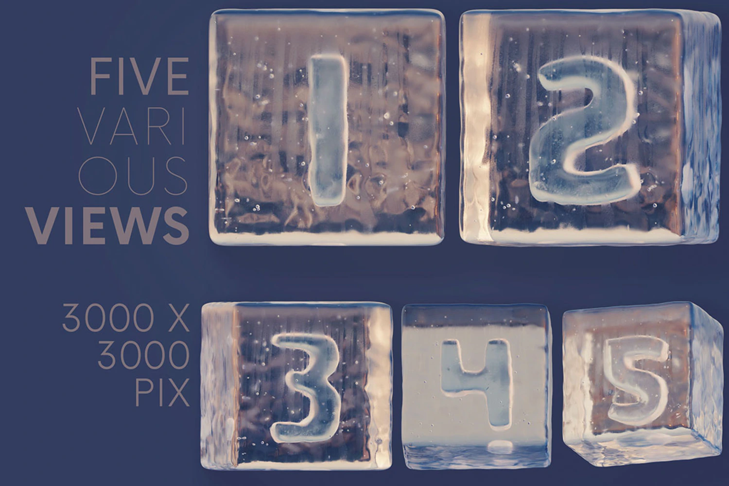 2295 冰冻3D文字字母PNG免抠元素素材 Ice Cubes 3D Lettering