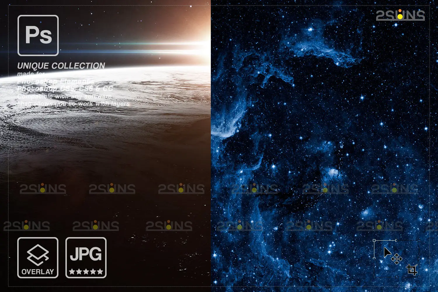 2324 11款行星Photoshop叠加银河背景空间剪贴画夜空叠加宇宙透明png银河数字背景Space planets photo overlays