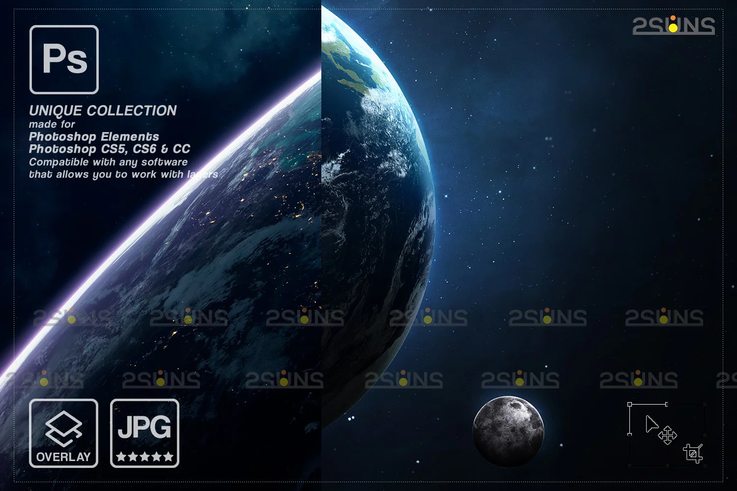 2328 11款行星宇宙太空PHOTOSHOP覆盖PNG空间剪贴画夜空 Space planets v3 photo overlays