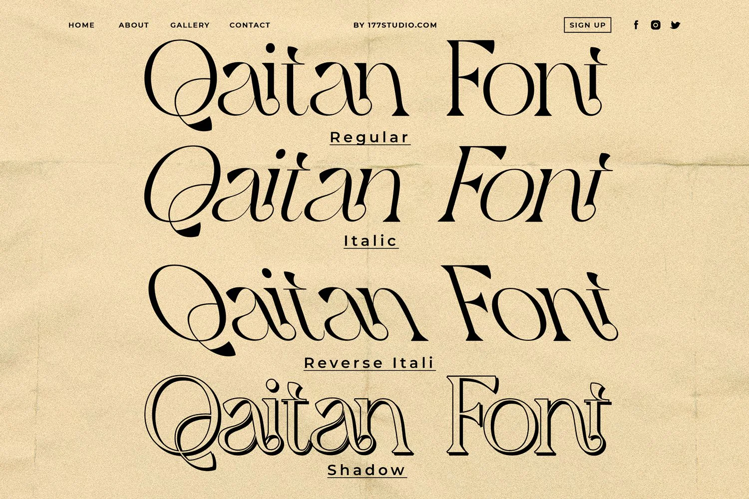 2380 酷炫酸性英文连线复古现代衬线字体 Qaitan – Modern Serif Font