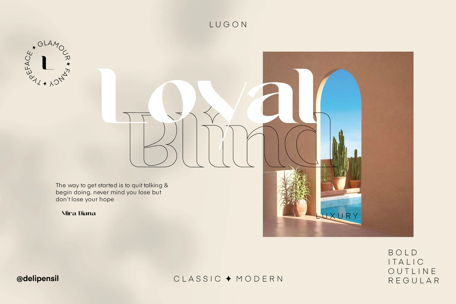 2387 现代经典标题艺术英文逆反差字体 Lugon Classic Modern Typeface