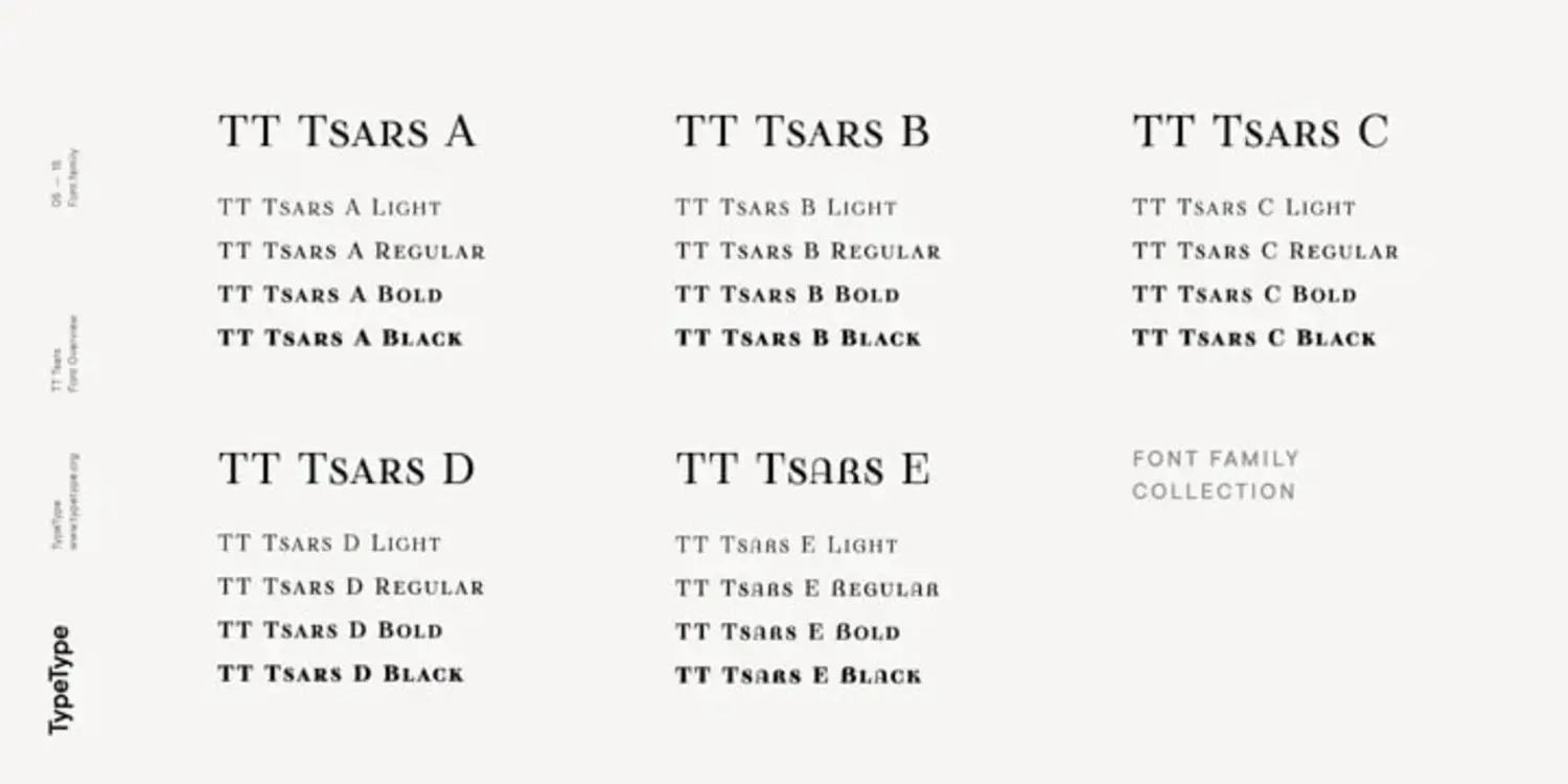 2400 TT家族时尚优雅英文衬线设计字体下载TT Tsars