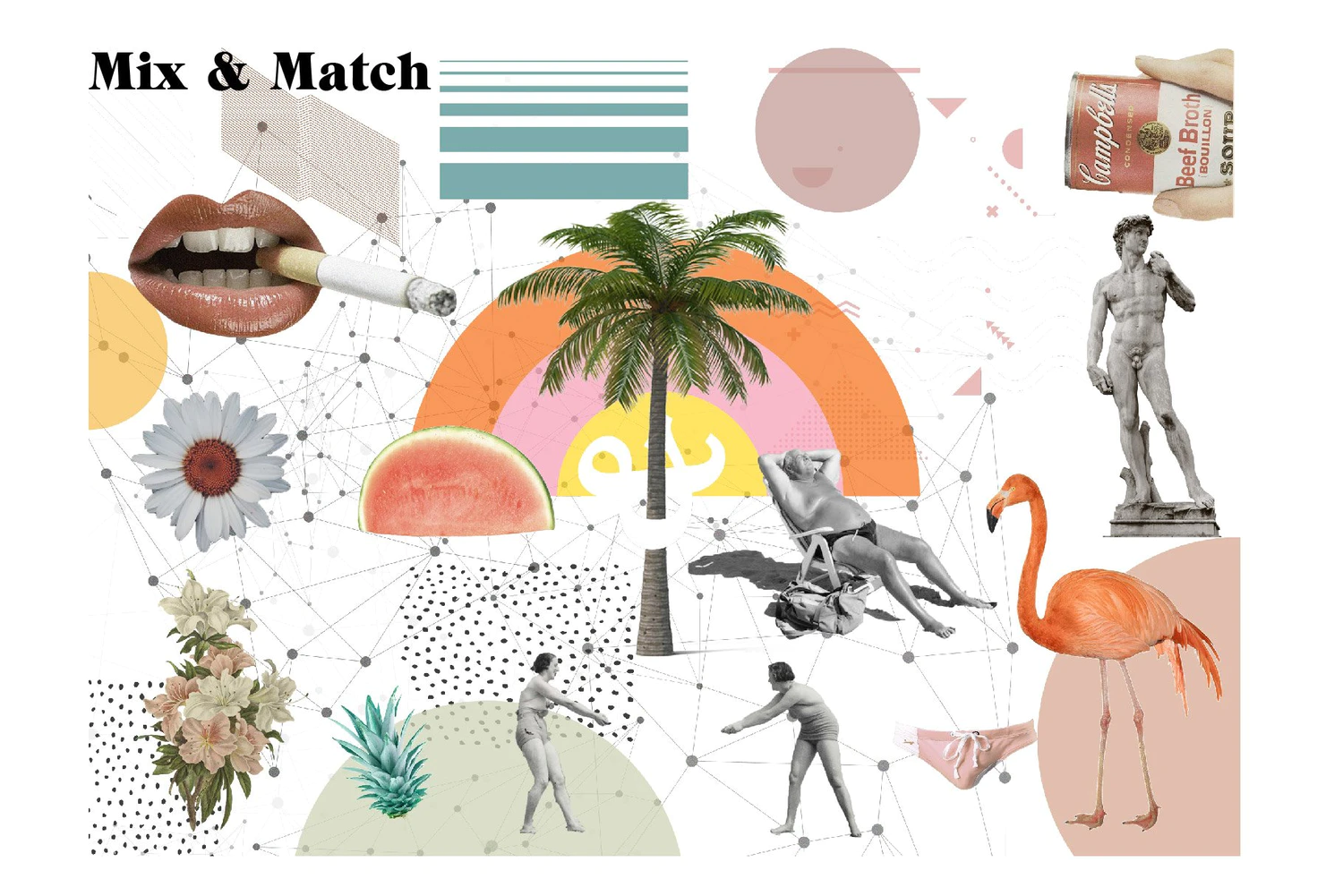 2410 复古夏日拼贴人物剪贴画海报设计素材 Collage Poster Creator Summer edit